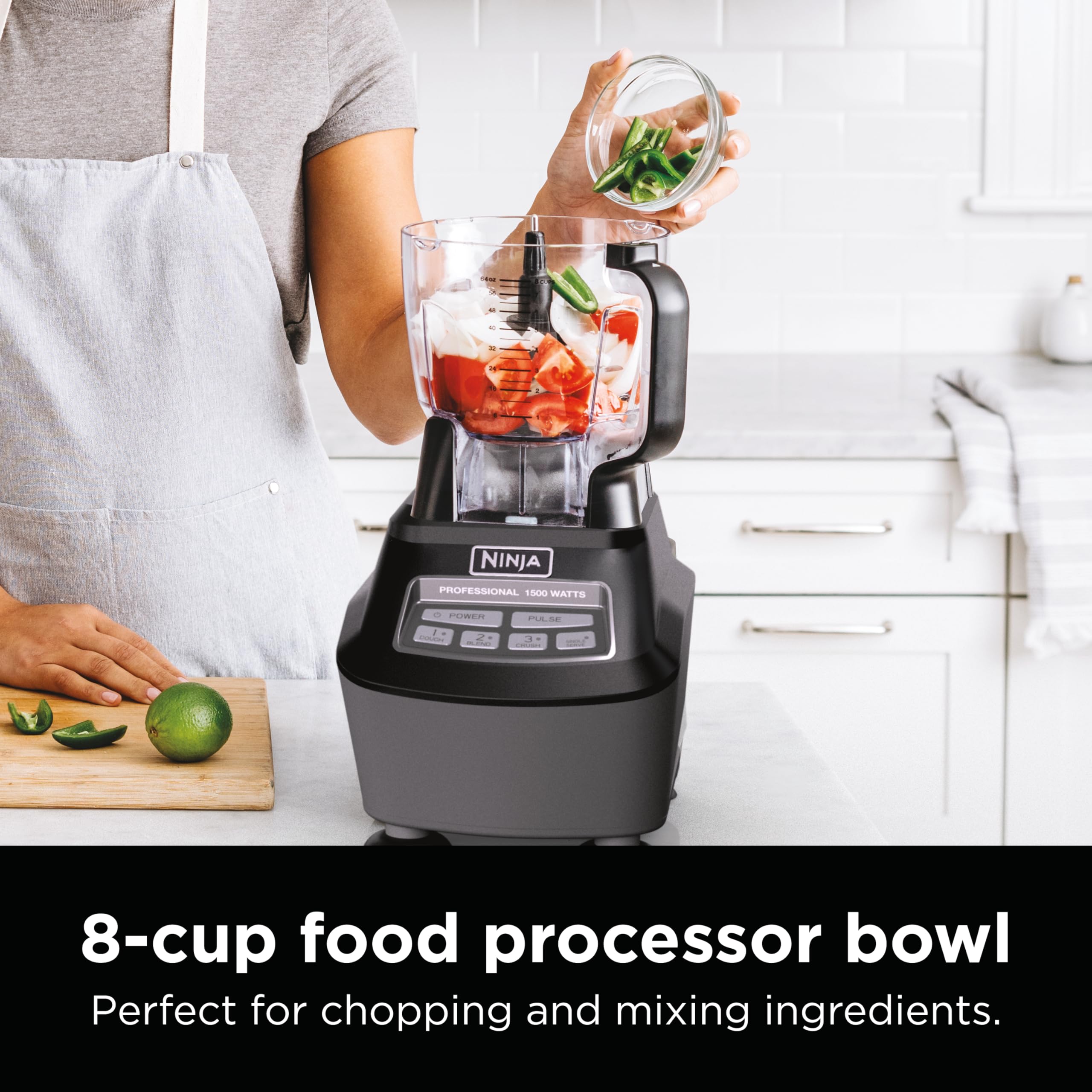 Ninja Mega Kitchen System, 1500W, 72 oz. Full-Size Blender & 8-Cup Food Processor with (2) 16 oz. To-Go Cups, Total Crushing Technology - Smoothies, Ice Crushing, Purees, Dough & More, Black, BL770: Pitcher+Bowl+(1) 16-oz. Cup