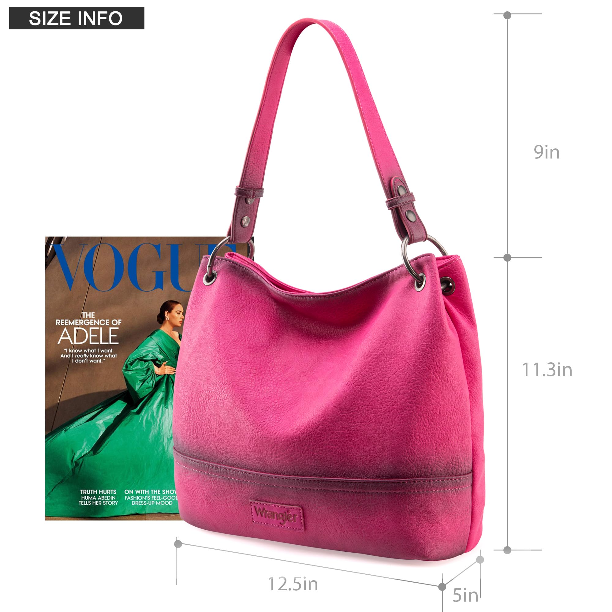 Wrangler Hobo Bags for Women Vegan Leather Top Handle Shoulder Purses and Handbags