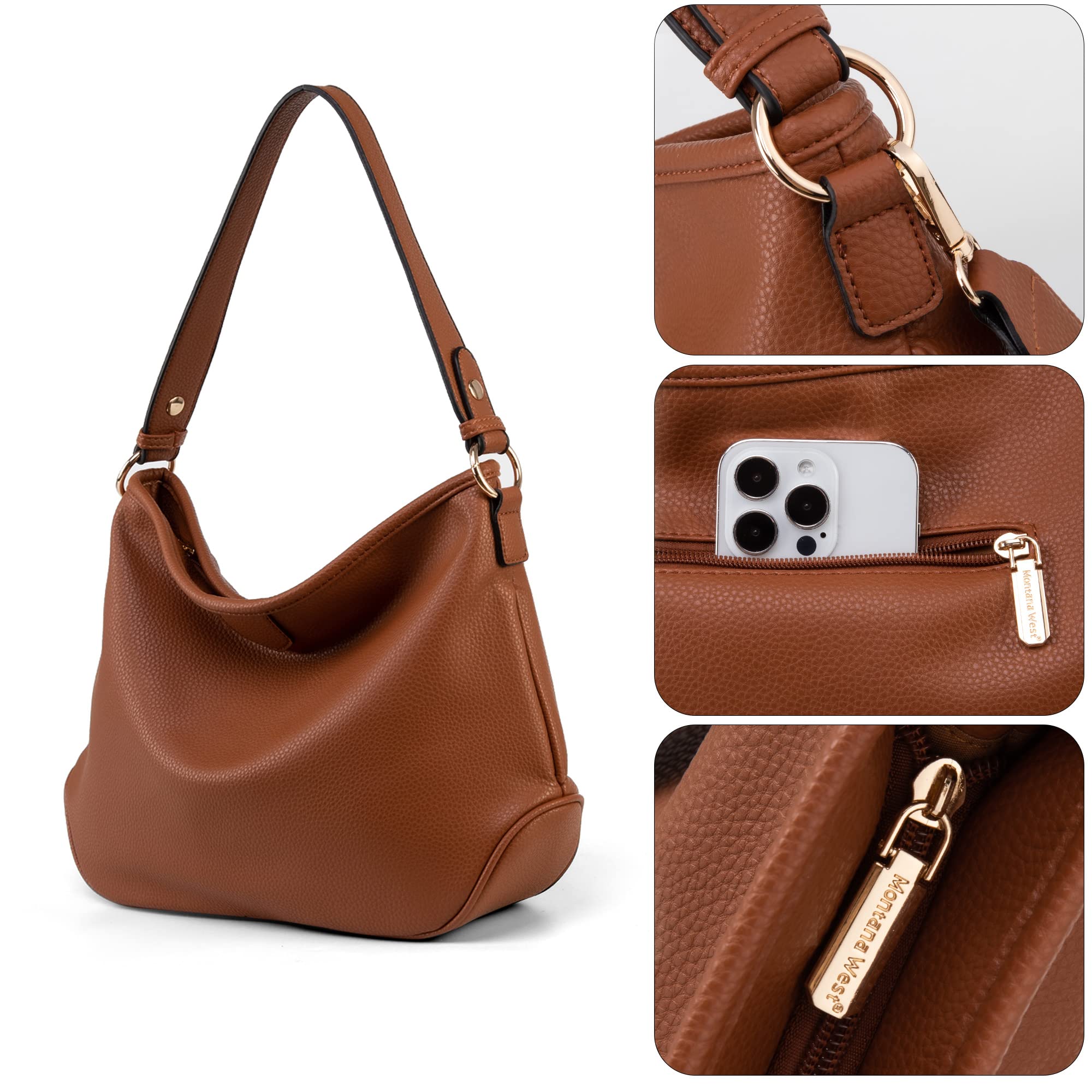 Montana West Medium Hobo Bags for Women Purses and Handbags Classic Top Handle Shoulder Satchel Bags thumbnail 5