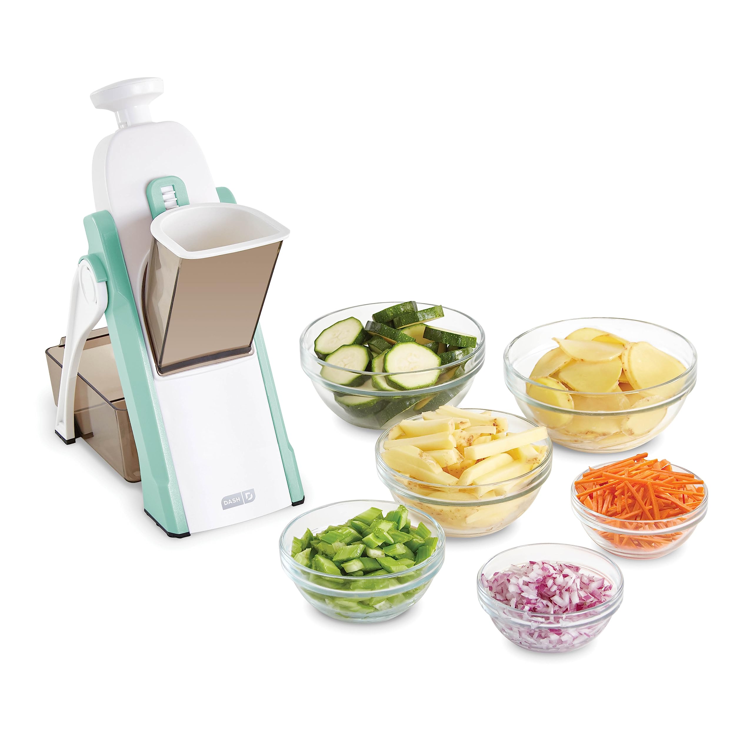 DASH Safe Slice® Mandoline Slicer, Julienne + Dicer for Vegetables, Meal Prep & More with 30+ Presets & Thickness Adjuster - Aqua: Aqua 30+ Presets