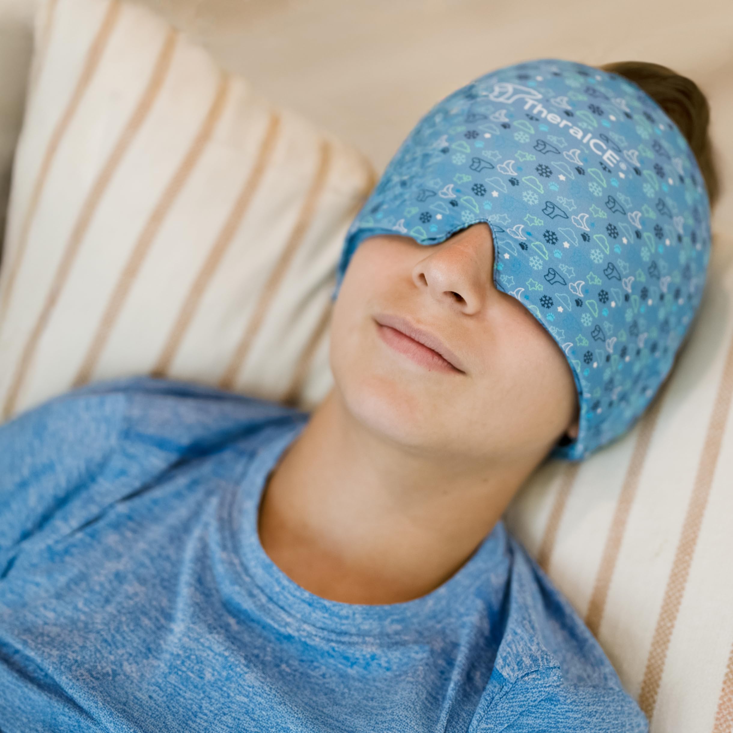 TheraICE Migraine Relief Cap, Soothing Headache Hat Ice Pack Mask, Face Cold Compress Cooling Gel Head Wrap Products for Tension, Stress & Hangover thumbnail 6