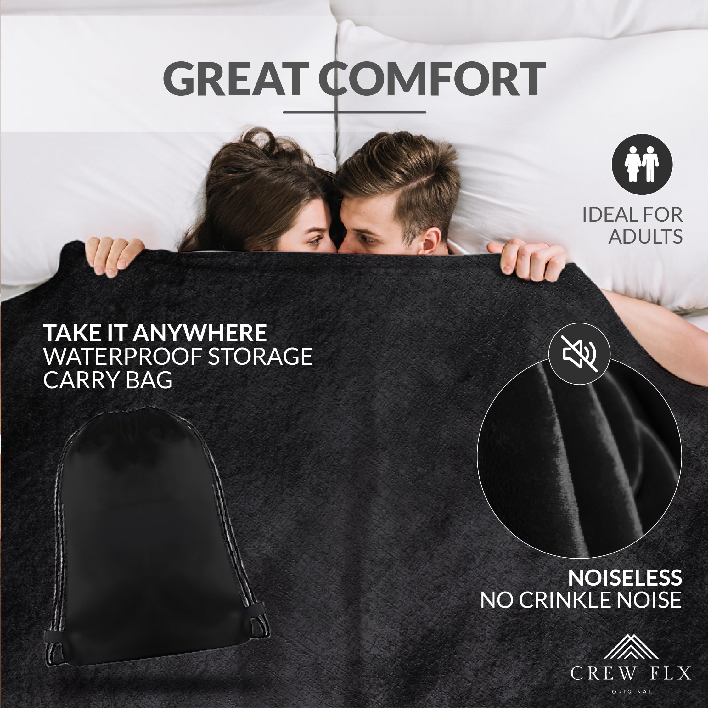 Waterproof Blanket for Bed Intimacy, 3 Layer Lightweight and Stain Proof Couples Blanket Water proof & Dogs, Love Blankets Waterproof - Sherpa Cover with Carry Bag, Machine Washable (, 80x60) - Image 2
