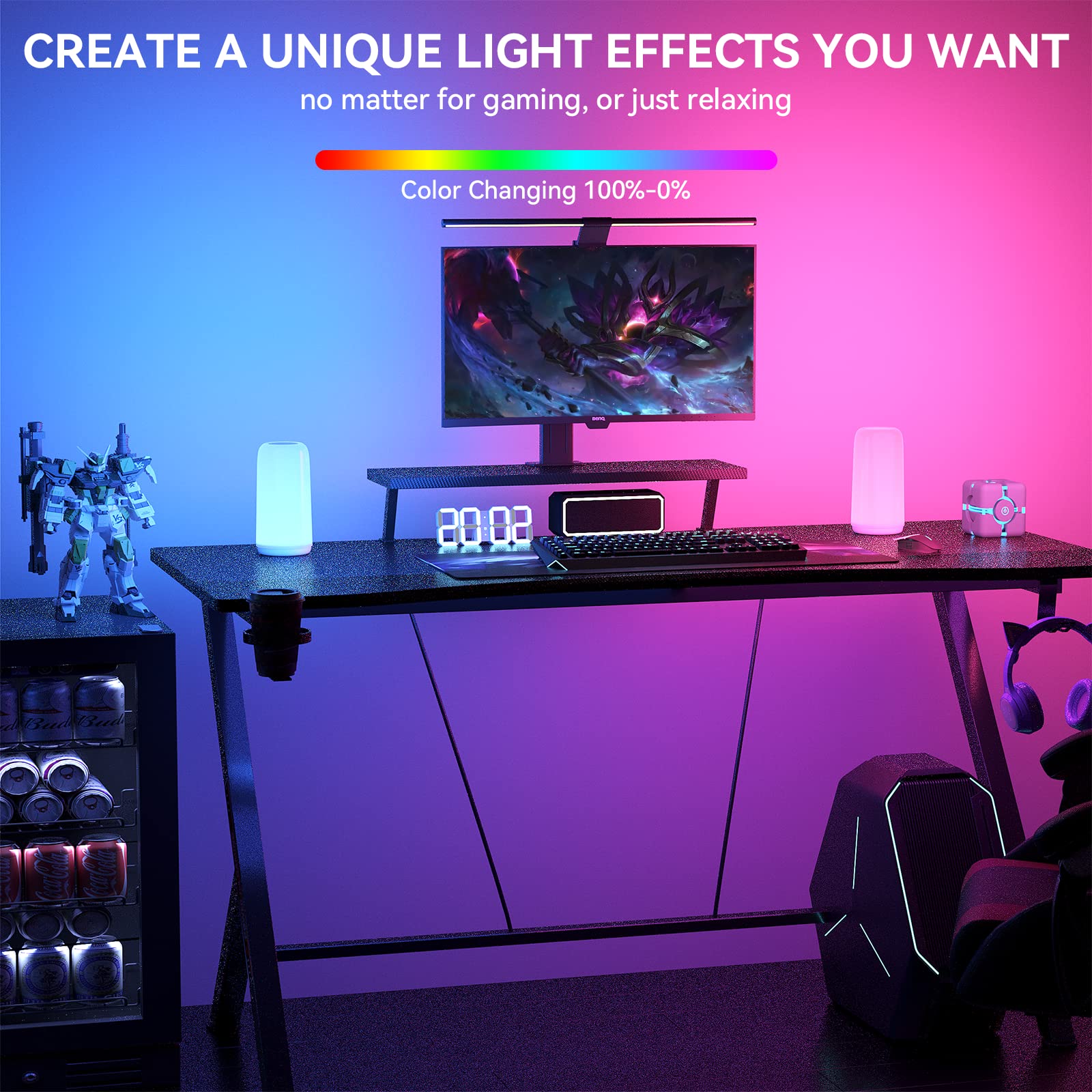 ROOTRO Touch Bedside Table Lamp, [Sleek Design & RGB Mode] 3 Way Dimmable Small Lamp for Bedroom, LED Lamp with Warm  Lights, Multi-Color Smart Nightstand Lamp for for Living Room Home Gifts: White