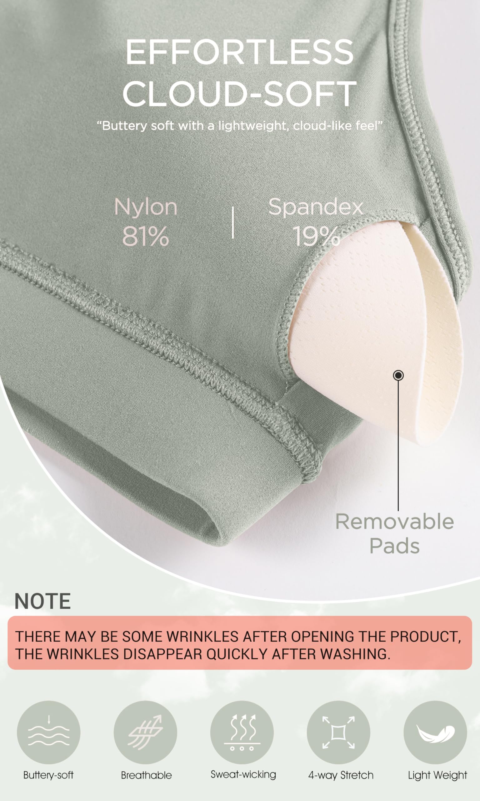 ODODOS Cloud Feeling Y Racerback Sports Bra for Women Wirefree Padded Strappy Yoga Bra thumbnail 6