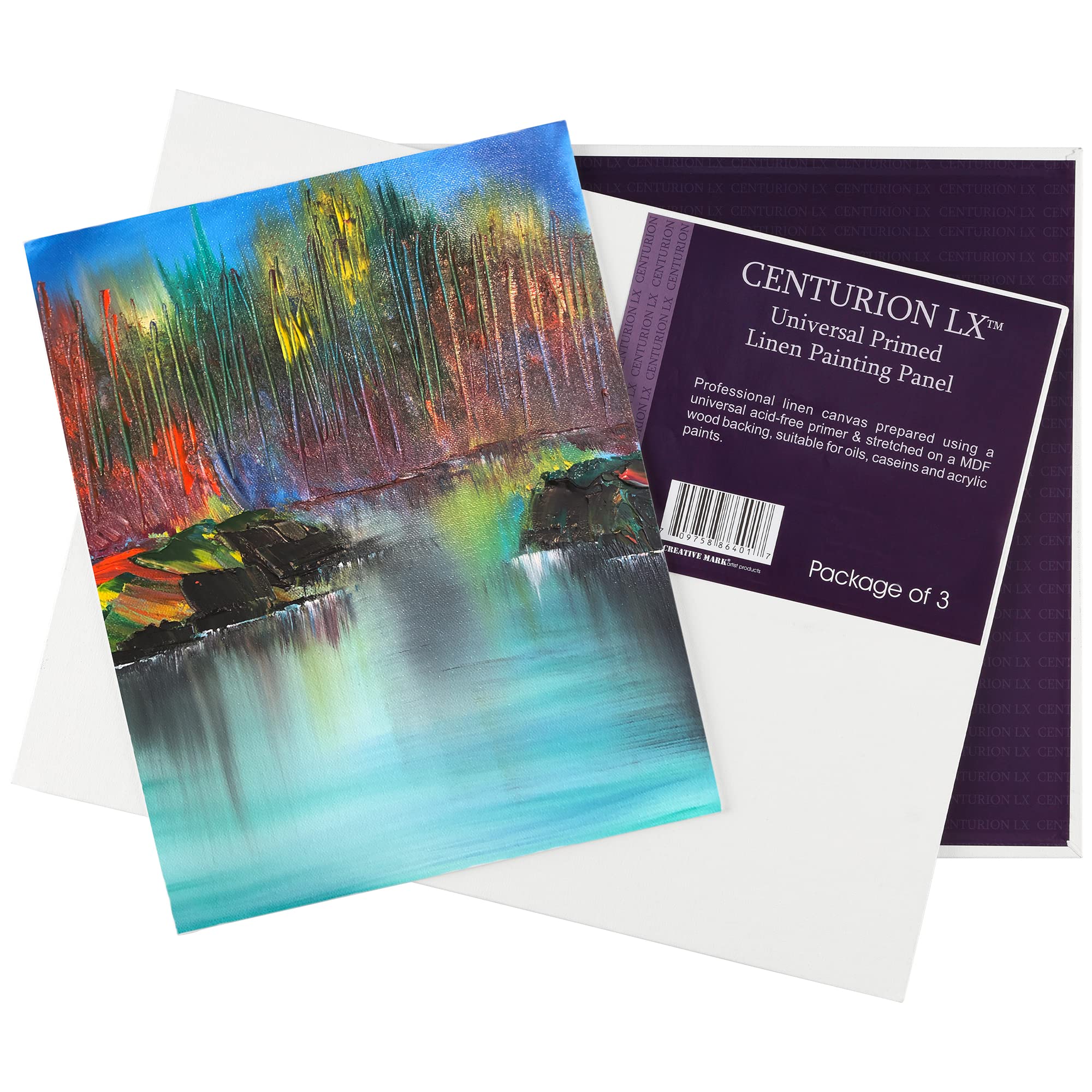 Centurion All-Media Primed Linen Panels - 8x10" 3 Pack - 11oz Universal Primed Canvas Boards for Painting, Mounted on MDF Wood, Non-Warping, Ideal for Artists, Professionals, and Painters: 10x10 in
