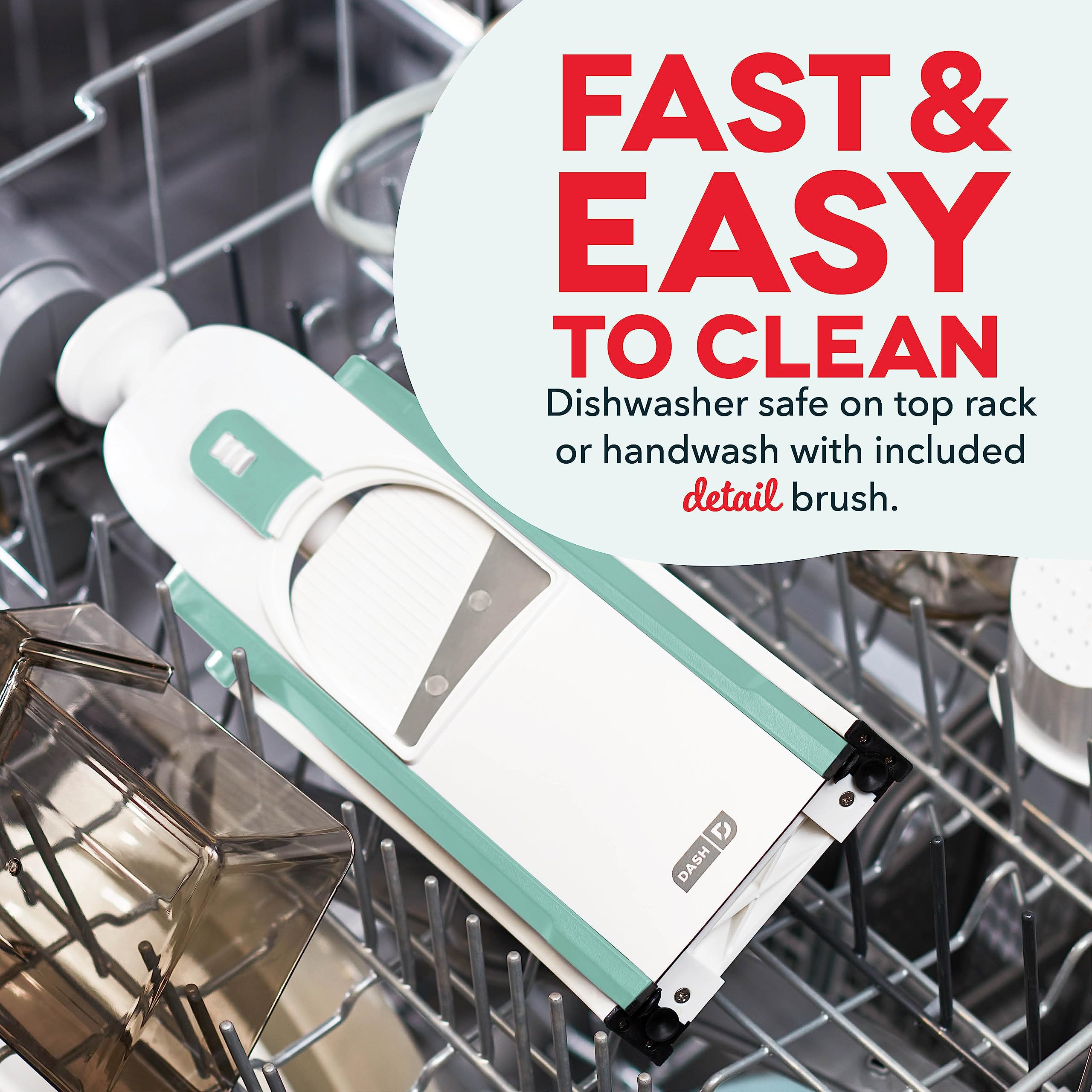DASH Safe Slice® Mandoline Slicer, Julienne + Dicer for Vegetables, Meal Prep & More with 30+ Presets & Thickness Adjuster - Aqua: Aqua 30+ Presets