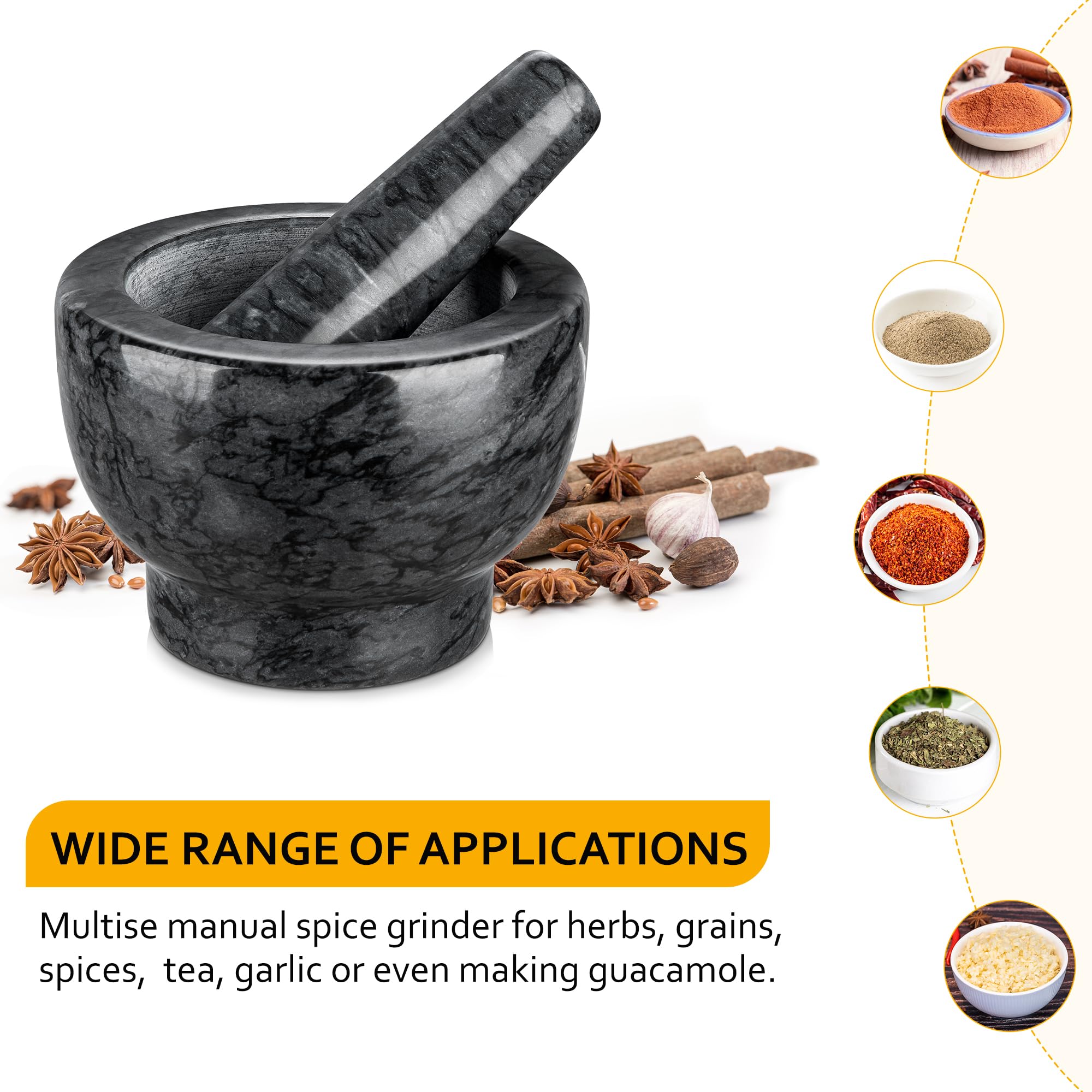 Velaze Large Mortar and Pestle Set, 100% Granite, Natural Unpolished, Herb Crusher, Spice Grinder, Stone Grinder Bowl for Making Guacamole and Pesto, 6.3 Inch Pestle and 16 oz Mortar(2Cup): 10.0 ounces 4.9 Inches 1 MP01