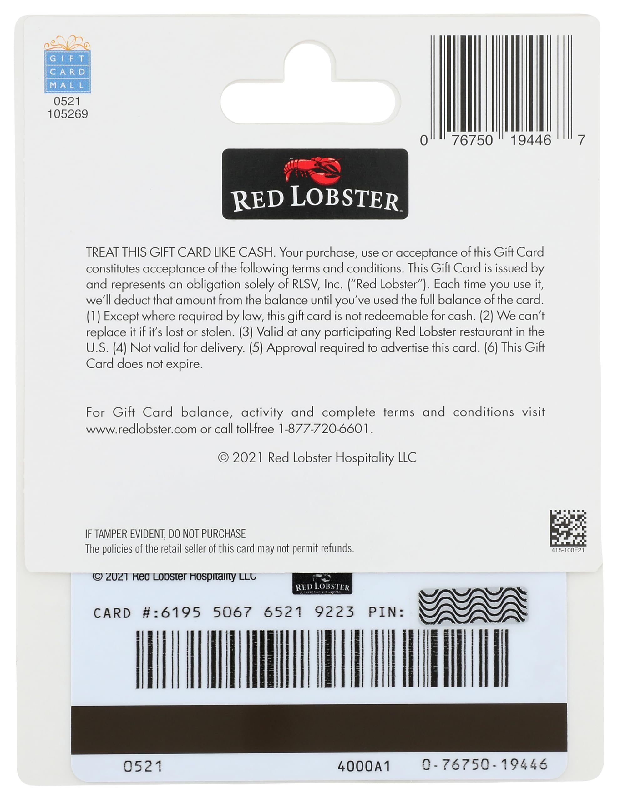 Red Lobster Gift Card: 0 Standard