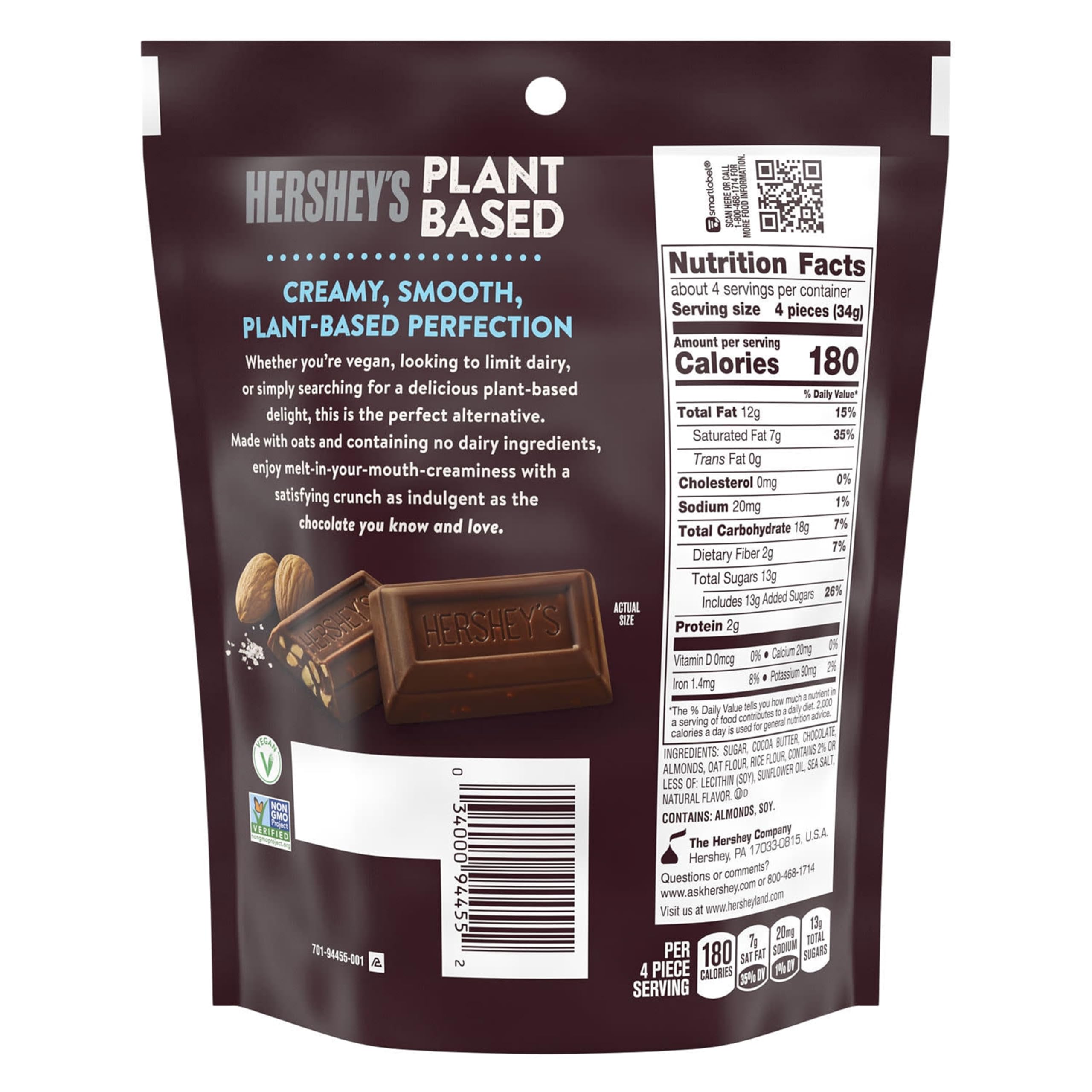 Plant-Based Miniature Oat Chocolate Candy - 2 Pack Vegan, Extra Creamy with Almond and Sea Salt, Individually Wrapped Candies: Plant-Based Miniature Oat Chocolate Candy - 2 Pack Vegan, Extra Creamy with Almond and Sea Salt, Individually Wrapped Candies