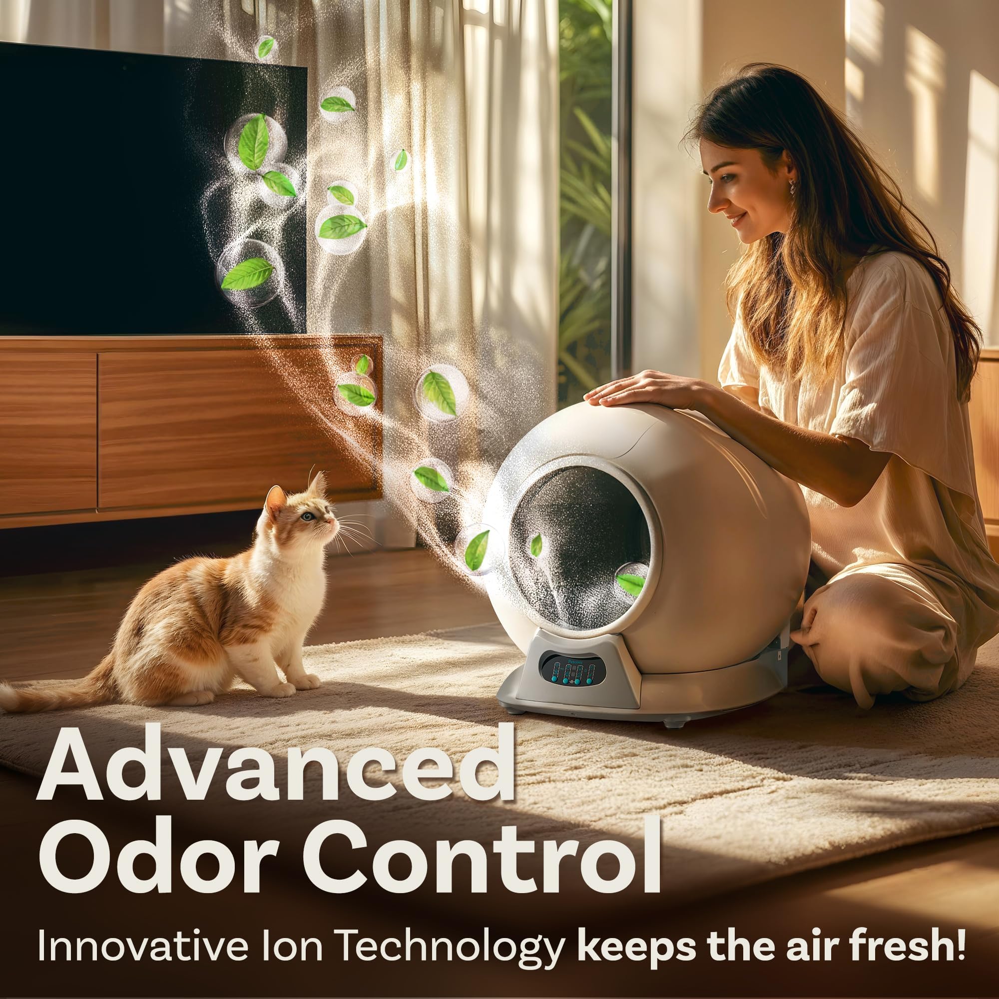 PetCove Self Cleaning Litter Box with Auto Safety Sensors for Multiple Cats - Automatic Cat Litter Box Self-Cleaning - Covered Odor Removal with APP Control - Compatible On All WiFi - Electric Robot: Gray Bundle 3 Pack