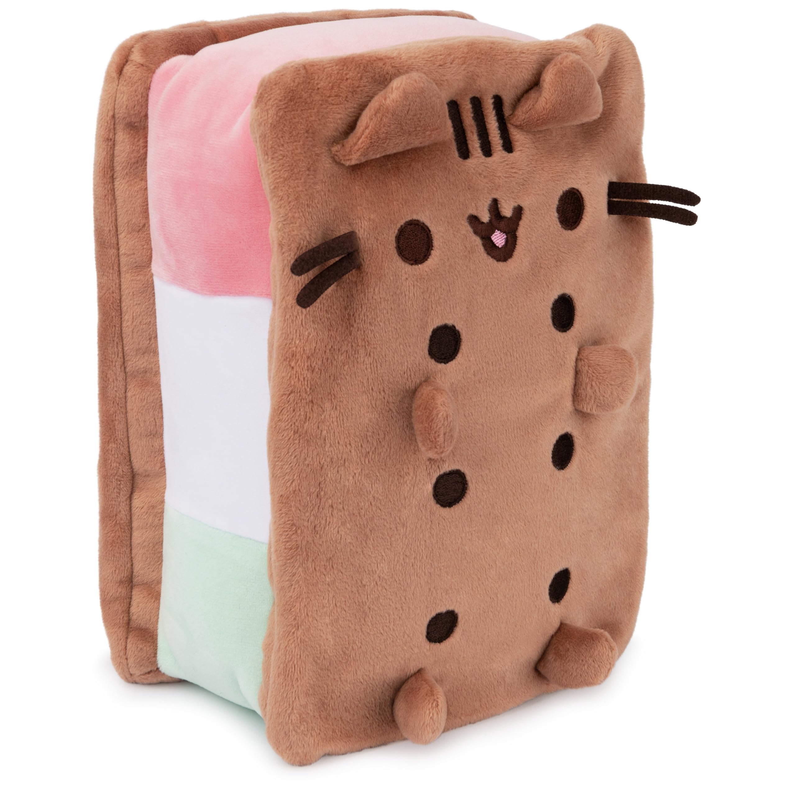 GUND Pusheen Neapolitan Ice Cream Sandwich Pusheen Plush, Stuffed Animal for Ages 8 and Up, Brown, 9.5”: Ice Cream Sandwich 9.5"