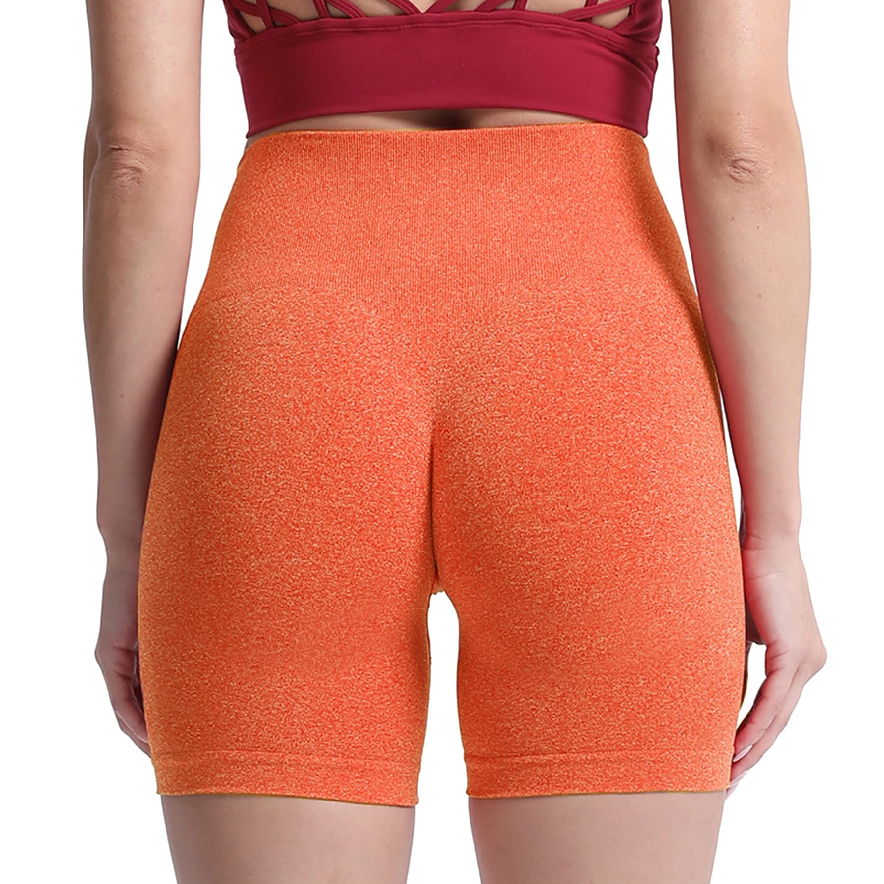 Aoxjox Contour Seamless Shorts for Women High Waist Workout Gym Biker Booty Running Yoga Short thumbnail 4