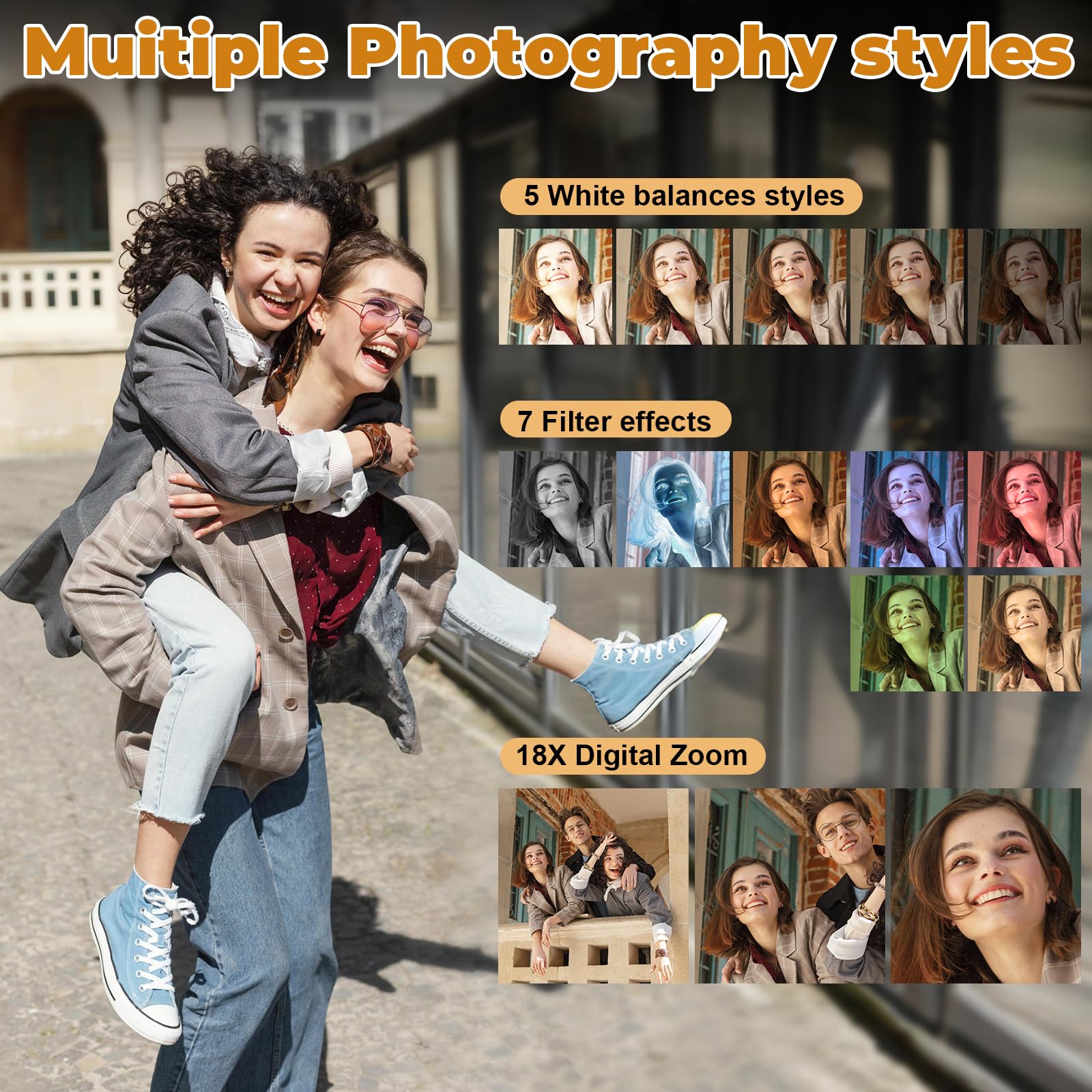 4K Digital Camera - Digital Cameras for Photography - 64MP Vlogging Camera for YouTube - Autofocus Video Camera 3" 180° Flip Screen with 18X Zoom - Compact Travel Cameras with 32GB SD Card 2 Batteries: 4K Digital Camera - Digital Cameras for Photography - 64MP Vlogging Camera for YouTube - Autofocus Video Camera 3" 180° Flip Screen with 18X Zoom - Compact Travel Cameras with 32GB SD Card 2 Batteries
