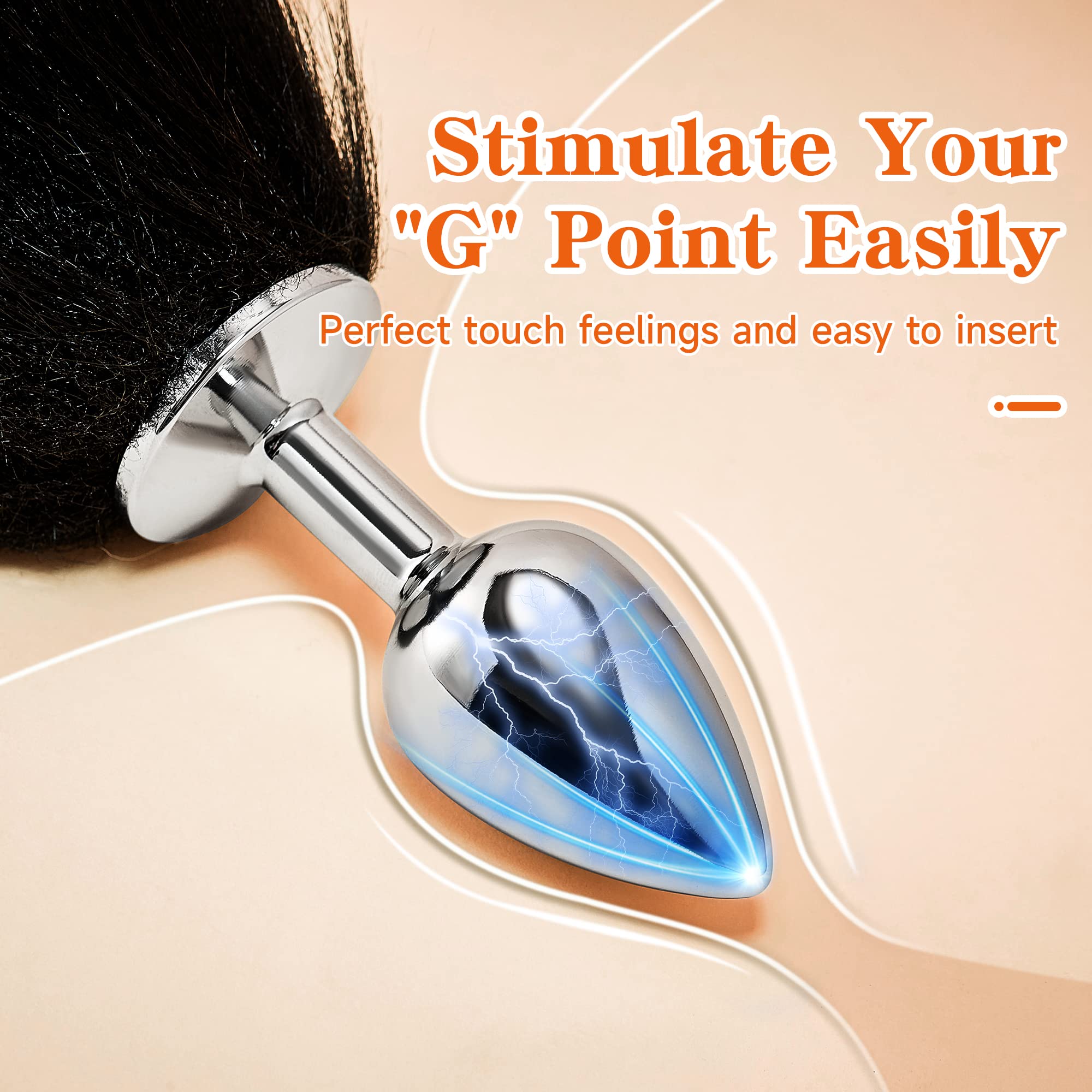 Tail Plug Anal Butt Plug, Butt Plug Faux Fur Tail Anal Sex Toys Buttplug Wolf Tail Toys Stainless Steel But Plug Butt Toys Sex Toys for Women Cosplay Adult Sex Toys for Women Men Couple (Grey)