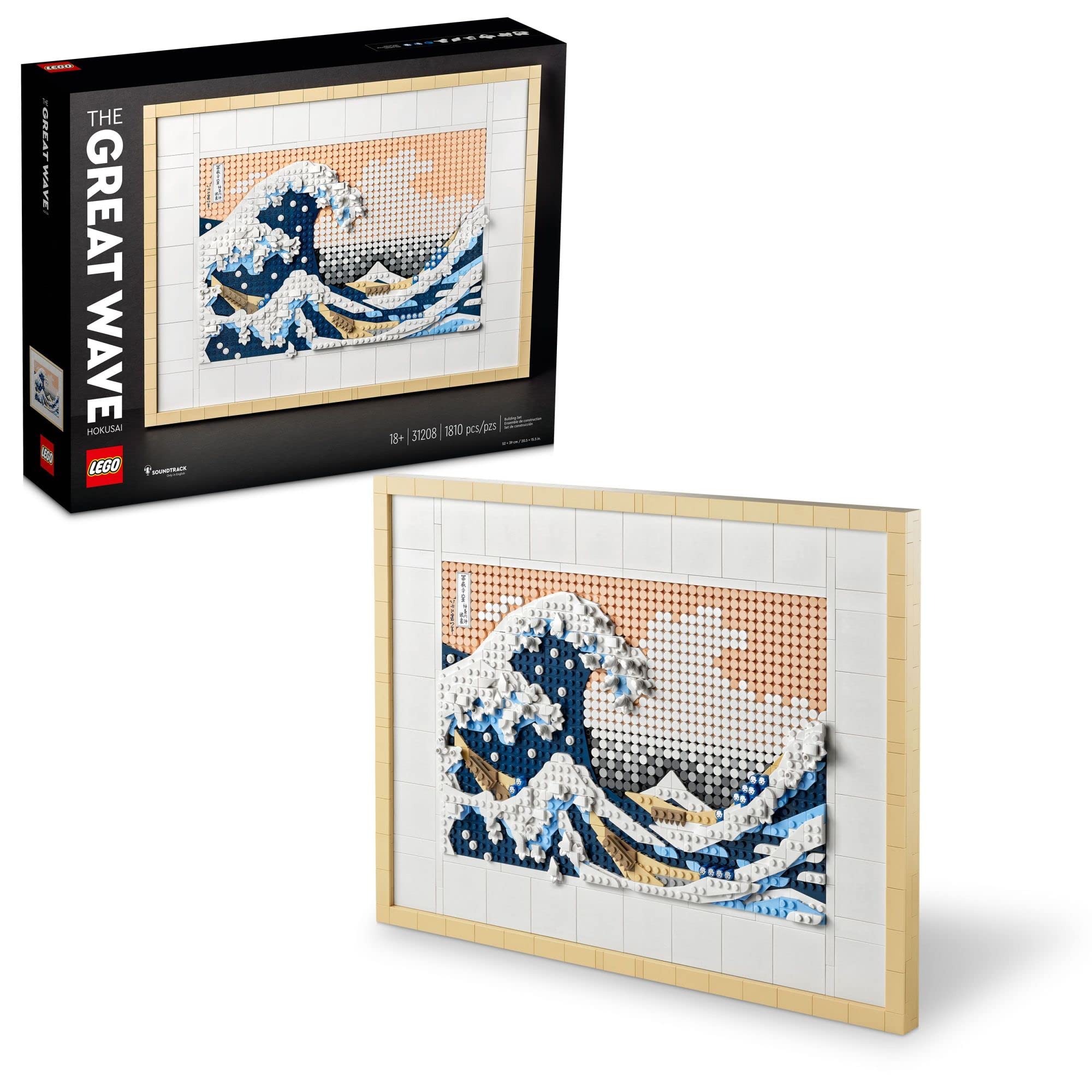 LEGO Art Hokusai The Great Wave Framed Japanese Wall Art Building Set - Unique Wall Decor for Home, Room, or Office - Fun Activity for Adults, Ages 18+ - Gift for Men and Women - 31208: multi-color