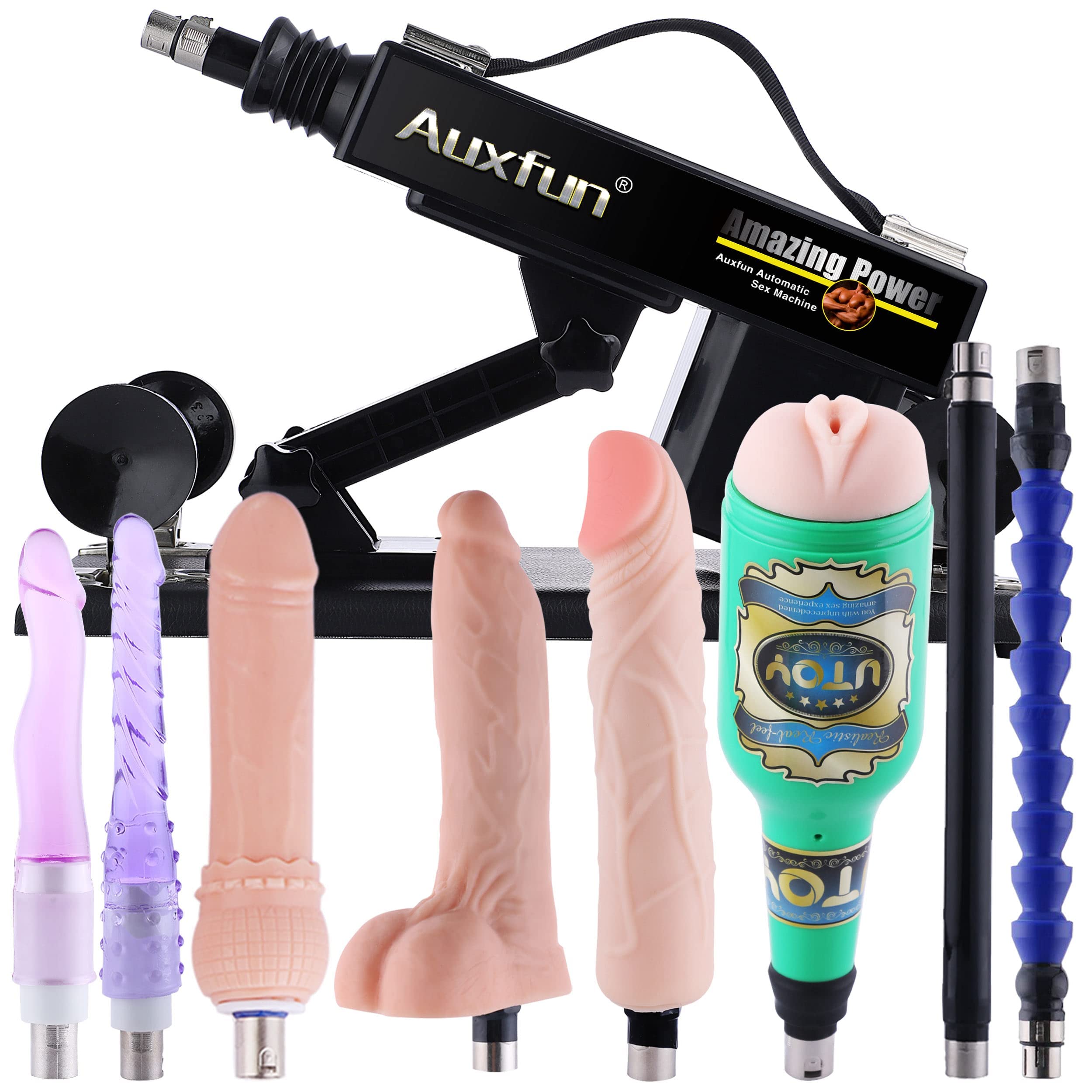 Sex Machine Fuck Machine with 3XLR Connector,Dildo Machine with Realistic Dildo, Love Machine Sex Toys 7 Attachments with Suction Cup Adapter Adult Toys for Women: Green Masturbator sex machine