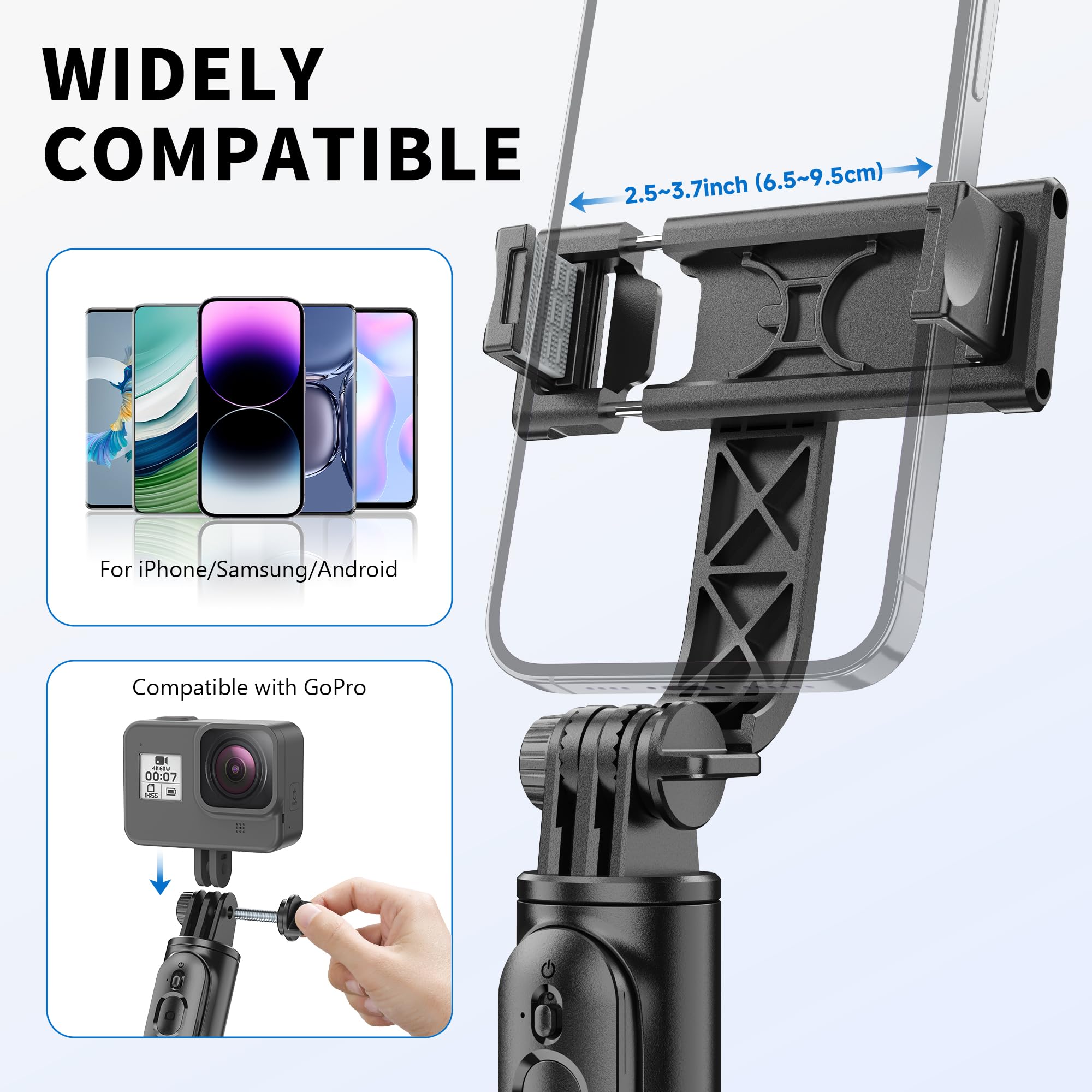 Selfie Stick Tripod, All in One Extendable & Portable iPhone Tripod Selfie Stick with Wireless Remote Compatible with iPhone 16 15 14 13 12 11 pro Xs Max 8 7, Galaxy Note10/S20/S10/OnePlus 9/9 PRO etc thumbnail 7