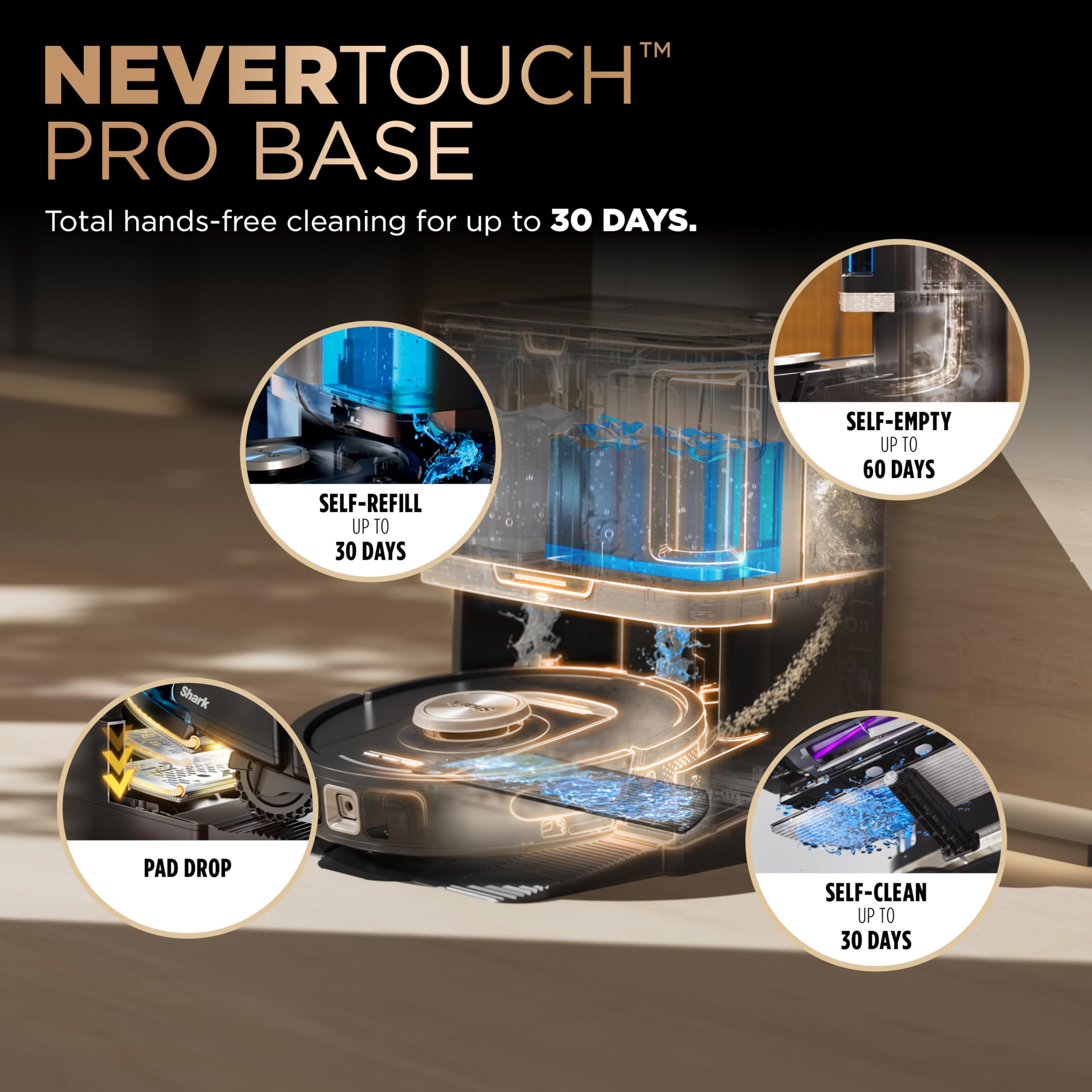 Shark Robot Vacuum & Mop Combo, PowerDetect NeverTouch Pro,Self-Emptying,Self-Refill with Self-Clean Pad Wash & Dry, 60-Day Debris Capacity,30-Day Refill Tank, 5PowerDetect Technologies,White,AV2800ZE: Shark Robot Vacuum & Mop Combo, PowerDetect NeverTouch Pro, Self-Emptying, Self-Refill with Self-Clean Pad Wash & Dry, 60-Day Debris Capacity, 30-Day Refill Tank, 5 PowerDetect Technologies, RV2820ZE