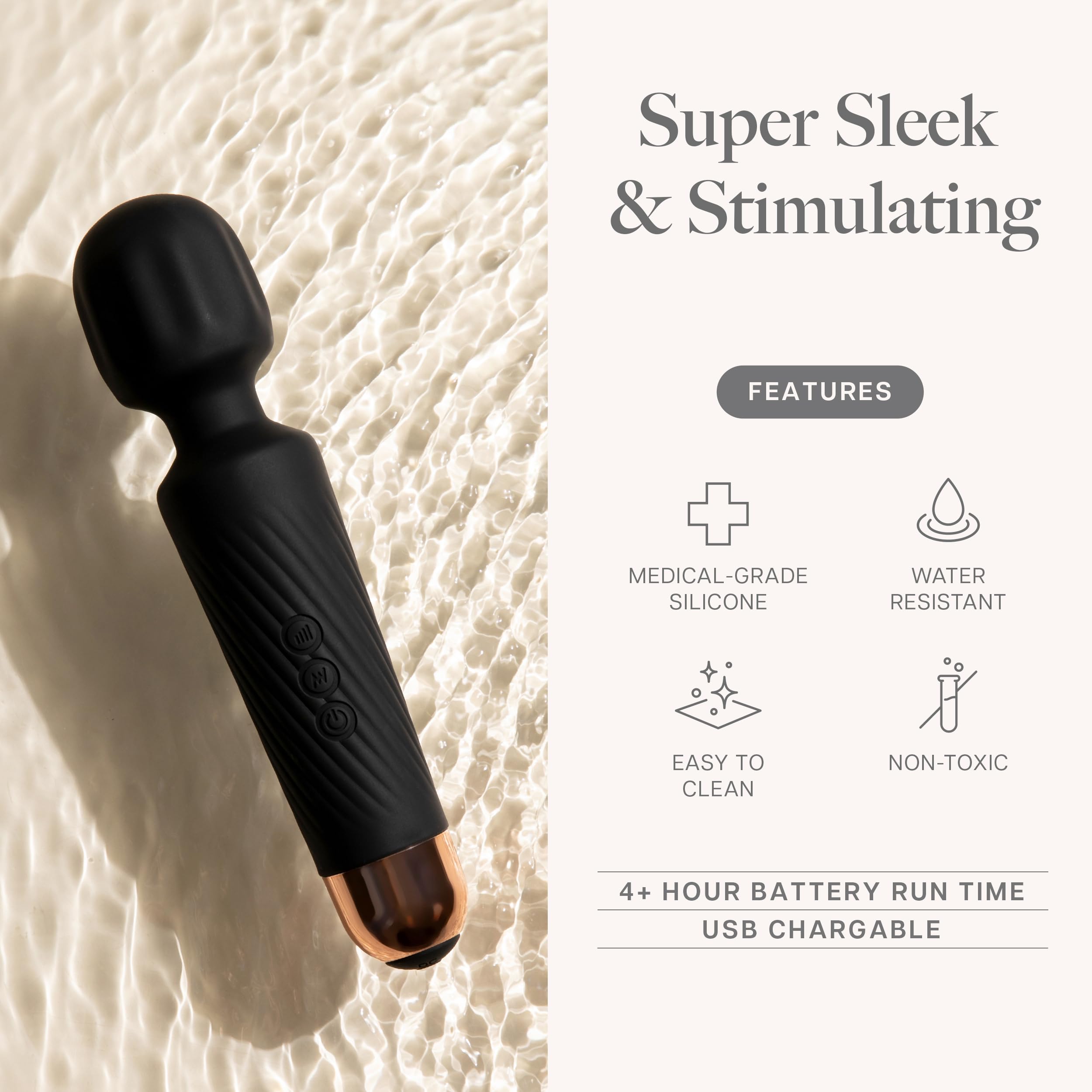 Ava Vibrator Wand Sex Toys [ Clit Stimulator ] Vibrators for Woman Adult Toy | Gifts for Women | 20 Patterns & 8 Speeds of Pleasure | Quiet & Small - - Black: Standard