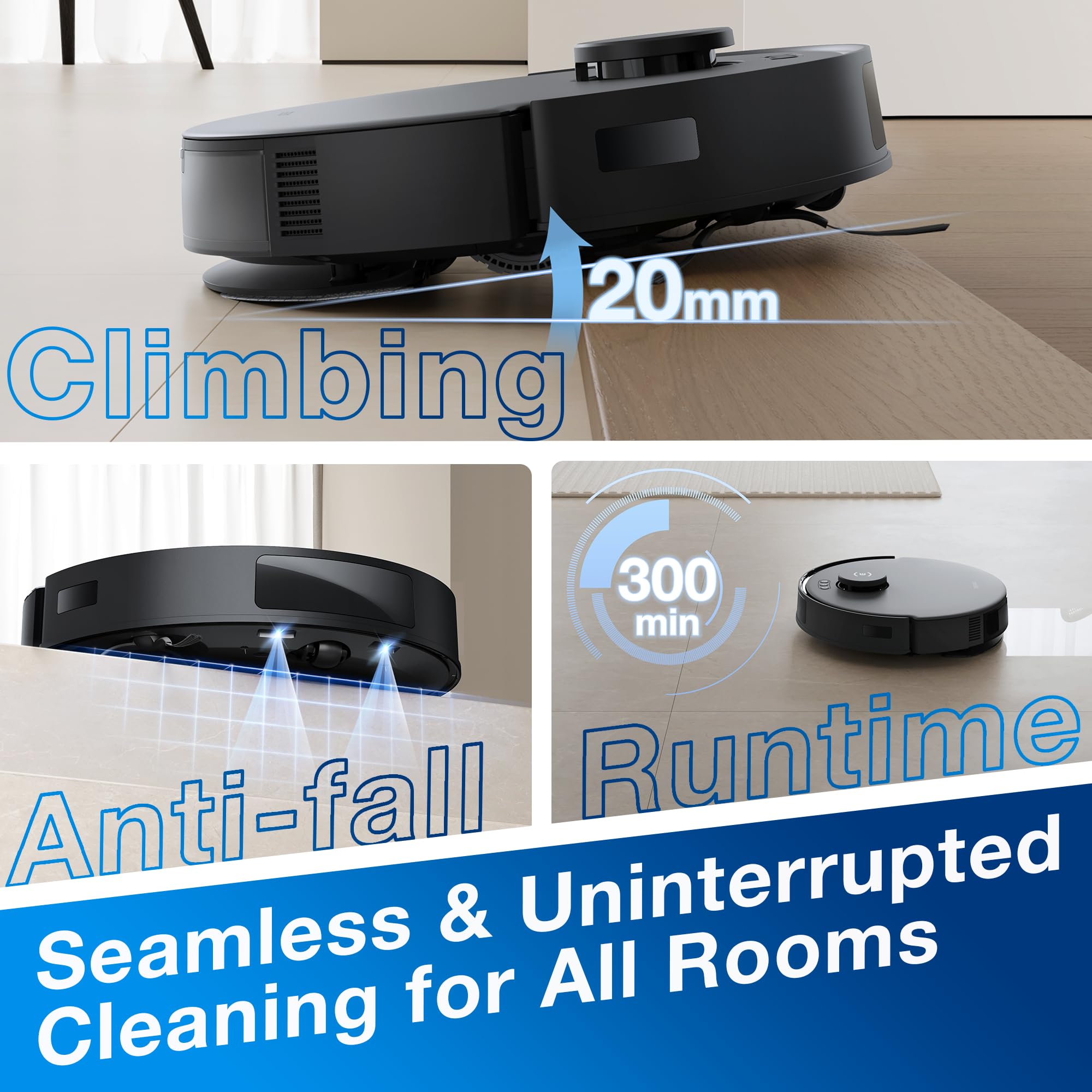 ECOVACS DEEBOT N20 PRO Plus Robot Vacuum and Mop,with Bagless Self Emptying Station, 8000Pa Suction,OZMO Pro 2.0 Vibrating Mopping System, Anti-Tangle Technology,45-Day Capacity,300 Minutes Runtime thumbnail 8