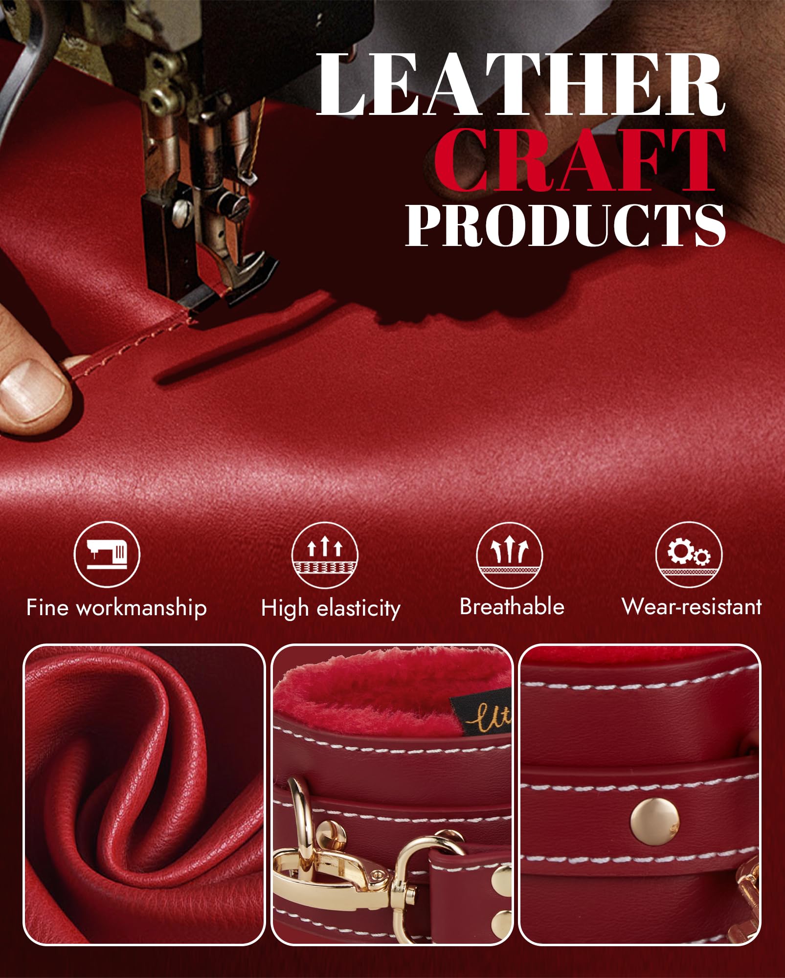UTIMI Sex Bondage BDSM Kit Restraints 6PCS Sets with Adjustable Handcuffs Ankle Cuff Thigh Cuffs Blindfold Cross Strap Waist Strap Adult SM Games Sex Toys for Men Women and Couples: Red