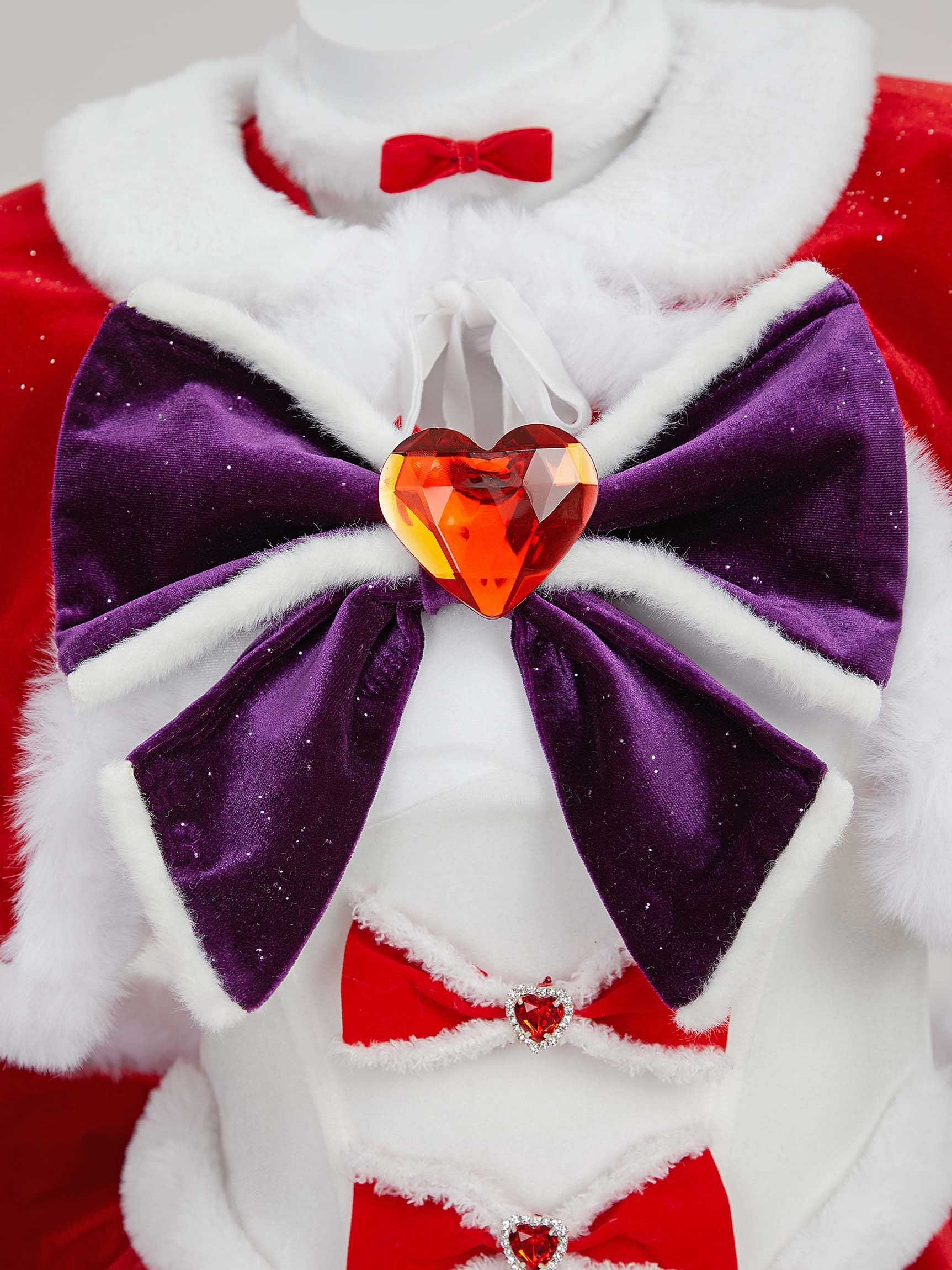 Mobbunny Women Christmas Anime Cosplay Costume Red Fluffy Dress Outfits with Cape and Santa Hat: Large Red