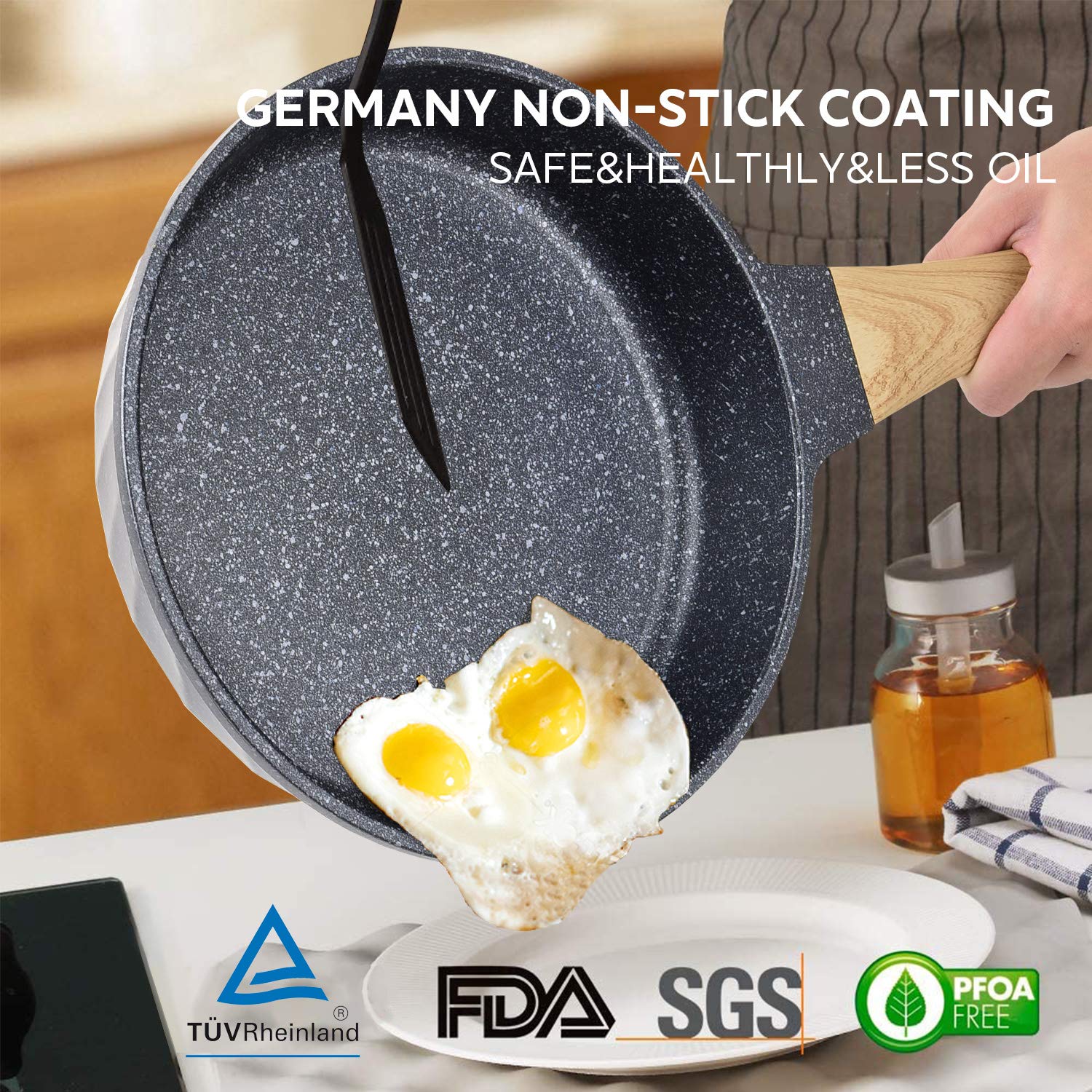 Non-stick Frying Pans Nonstick Frying Pan Set Egg Omelette Pans for Cooking Set, Healthy Ceramic Skillet Set Kitchen Induction Cookware Chef's Pan Gift, 8"&9.5" &11": 3 PCS - 8inch&9.5inch&11inch
