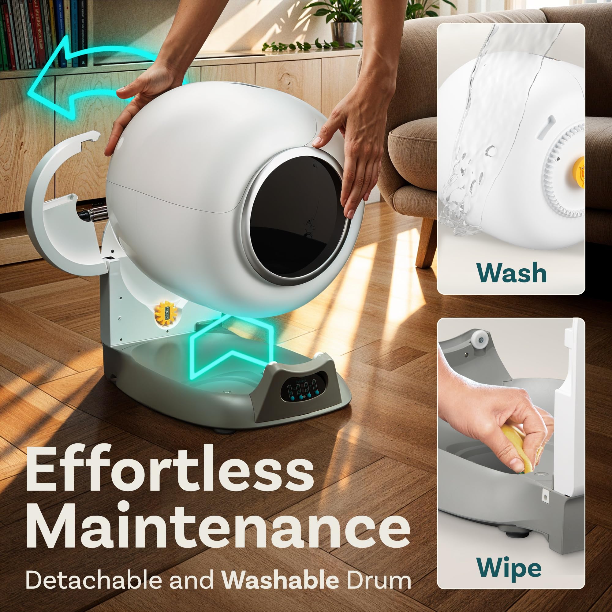 PetCove Self Cleaning Litter Box with Auto Safety Sensors for Multiple Cats - Automatic Cat Litter Box Self-Cleaning - Covered Odor Removal with APP Control - Compatible On All WiFi - Electric Robot: Gray Bundle 3 Pack