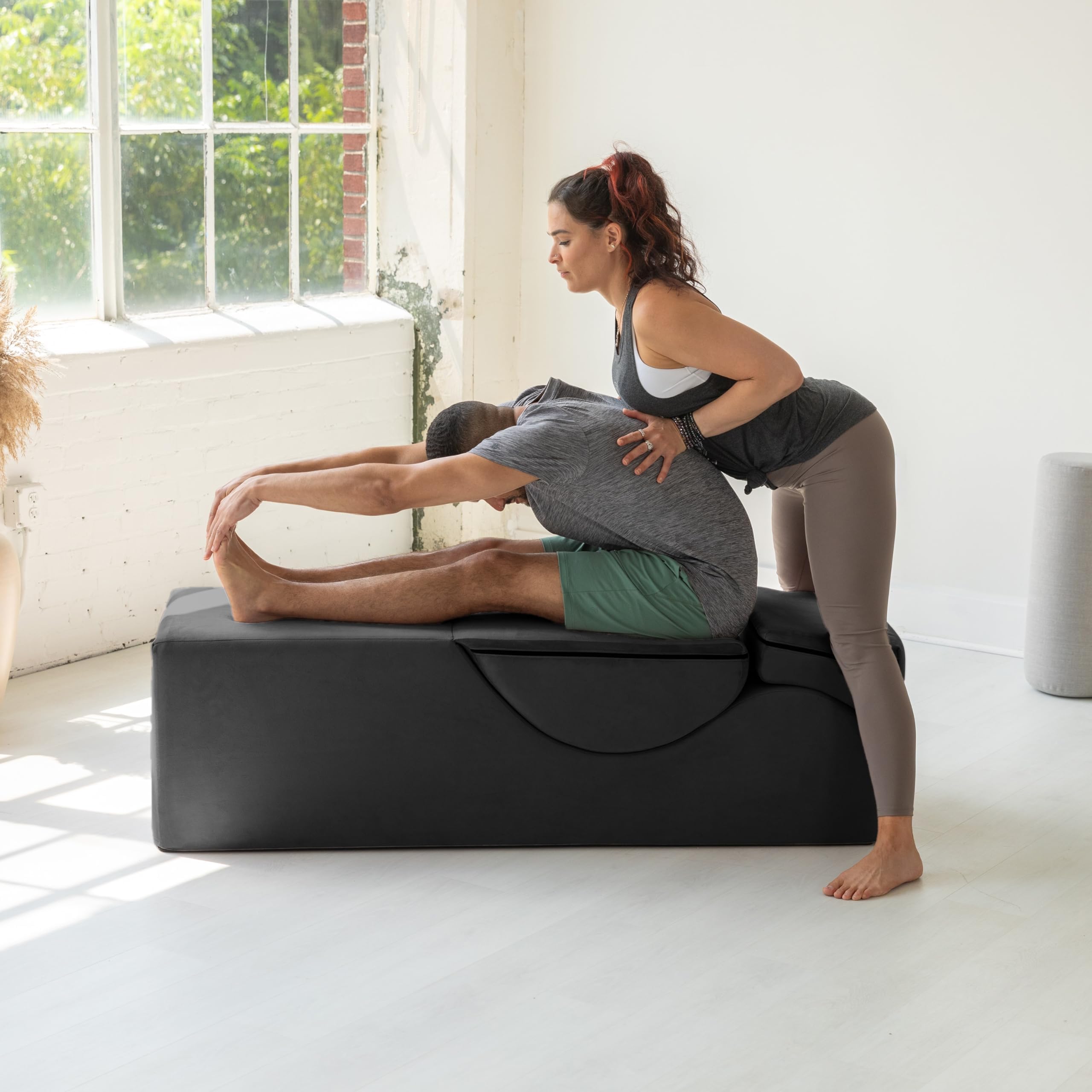 Avana Kami Convertible Chaise/Bed Bench for Yoga & Massage - 2-in-1 End of Bed Ottoman with Concealed Fold Out Yoga Lounge Chair, Microvelvet Rose