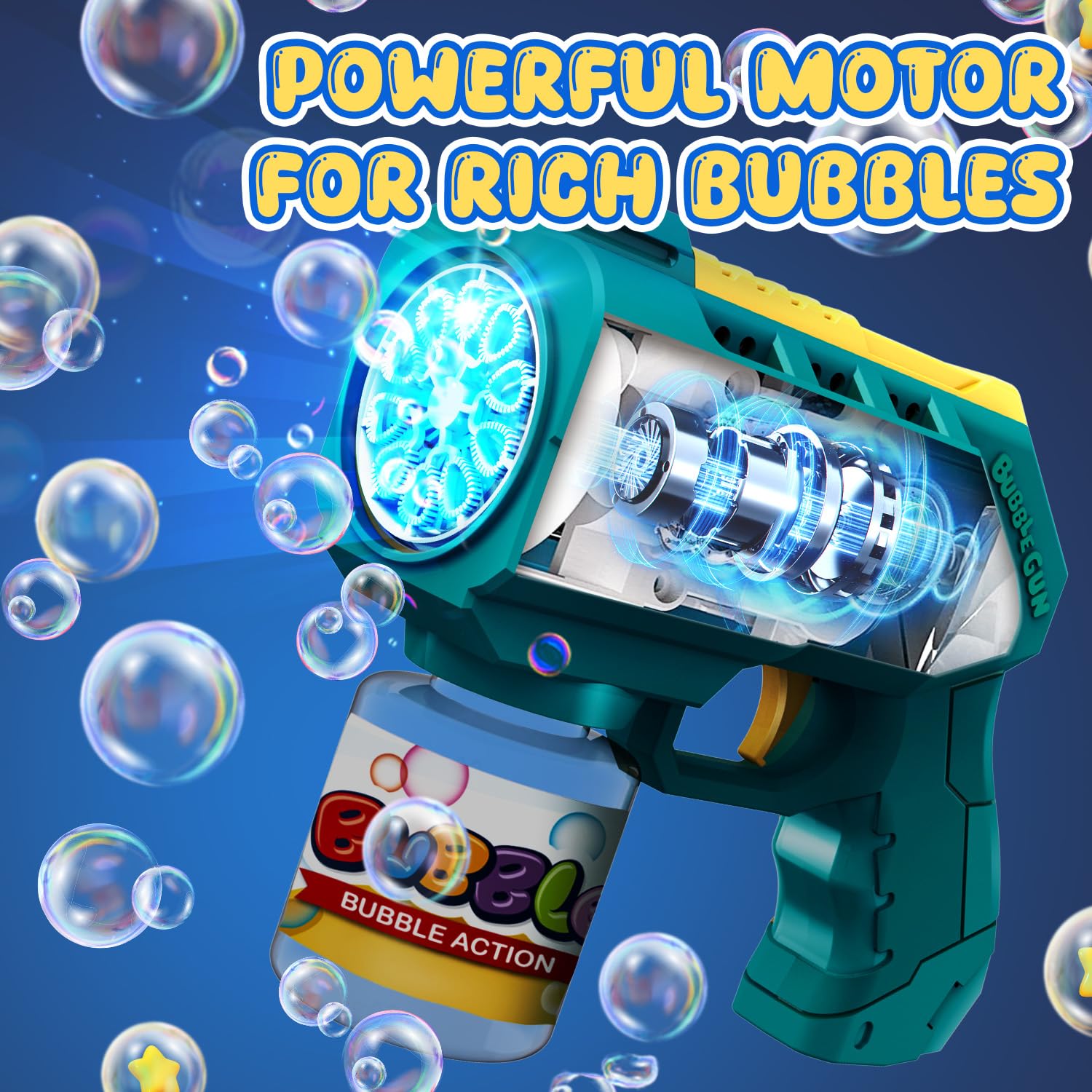 Eaglestone Bubble Guns for Toddlers 2 Pack, LED Light Automatic Bubble Machine Gun for Kids 4-8, Summer Outdoor Toys Birthday Gift