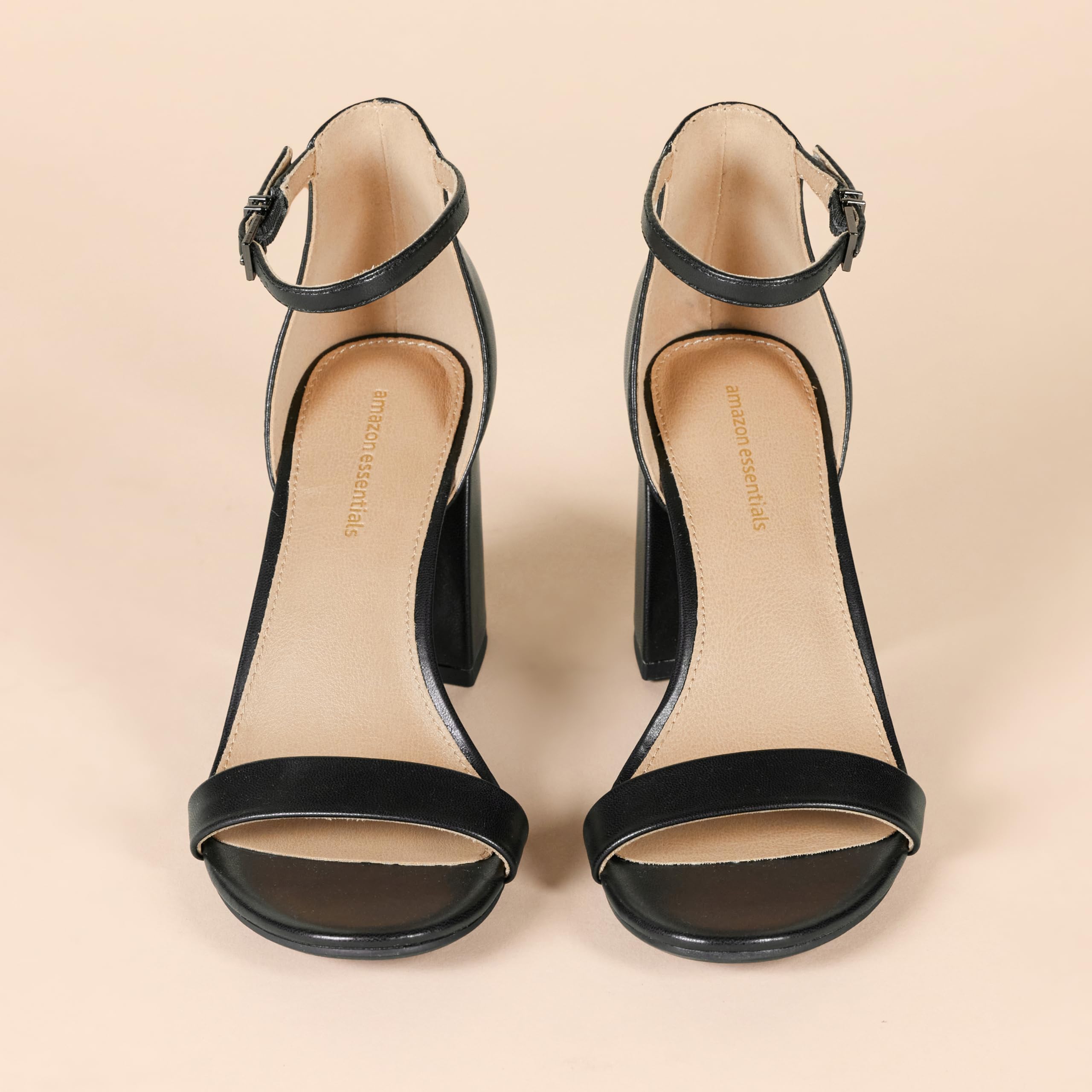 Amazon Essentials Women's High Heel Nola: 7 Black Faux Leather