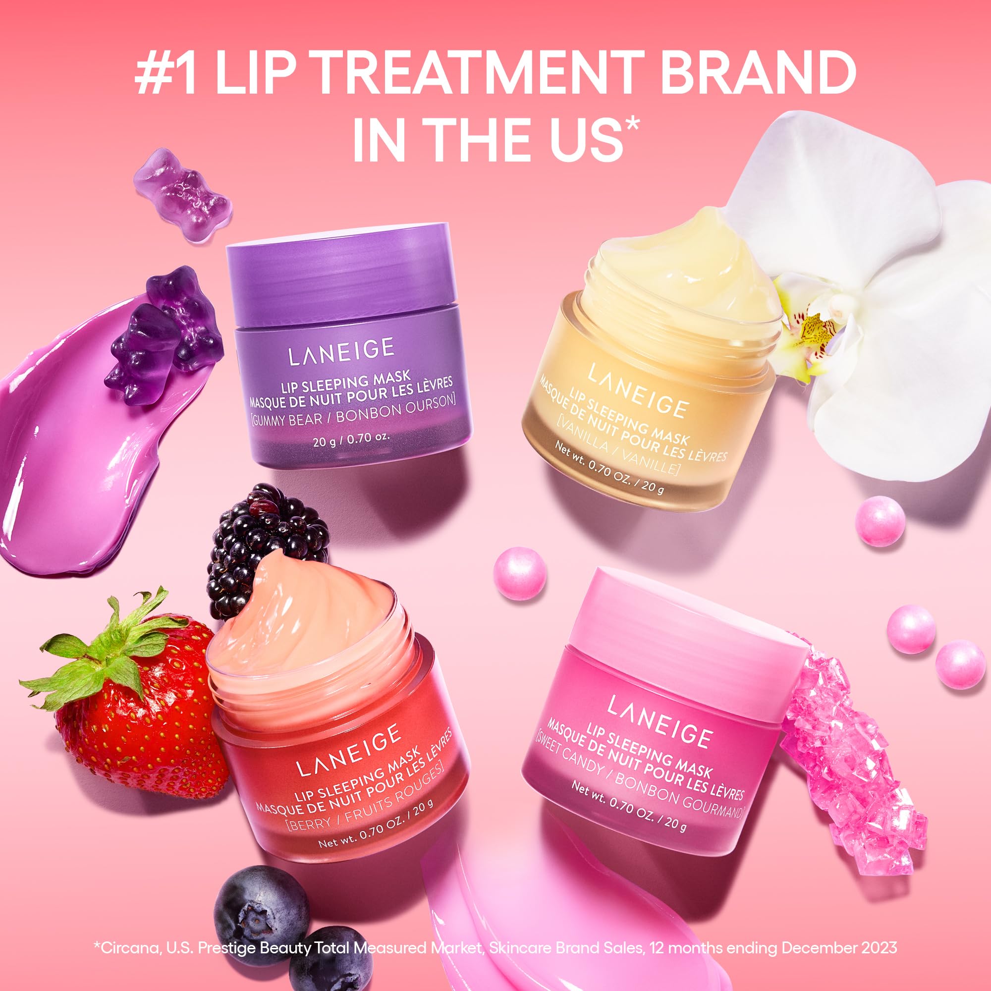 LANEIGE Lip Sleeping Mask: Nourishing Overnight Lip Treatment with Vitamin C, Shea & Murumuru Butter for Hydrating Dry, Flaky Lips: Good Night Bundle