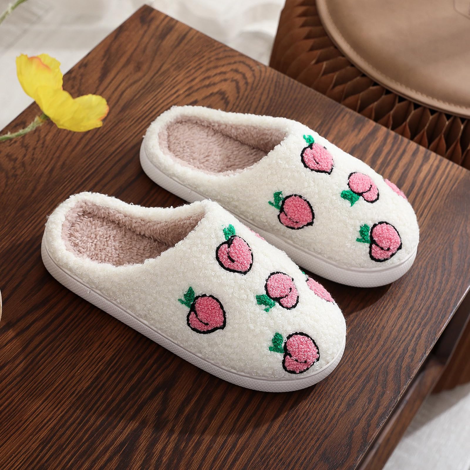 Afellicy Halloween Christmas Slippers Checkered Scuff for Women and Men Holiday Indoor Bedroom Fluffy Warm Fleece Slippers Winter Soft Cozy Home Non-Slip Soft Plush Slip-on Wool Lined House Shoes