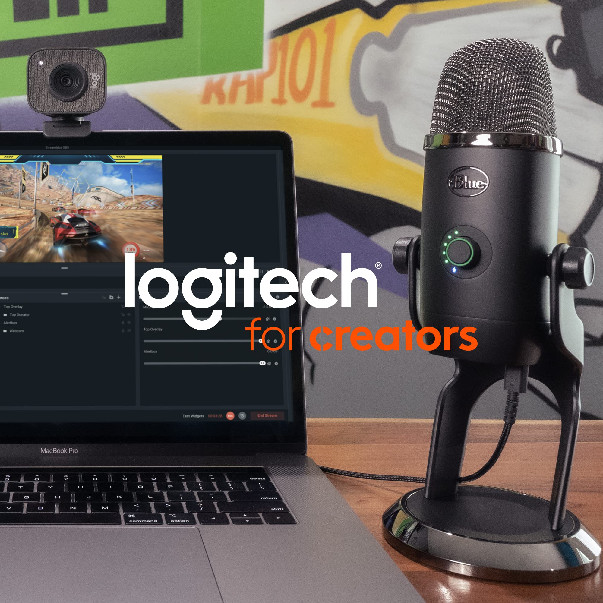 Logitech Creators Blue Yeti USB Microphone for Gaming, Streaming, Podcast, YouTube, Discord, PC, Studio Sound, Plug & Play-Blackout: Microphone Blackout