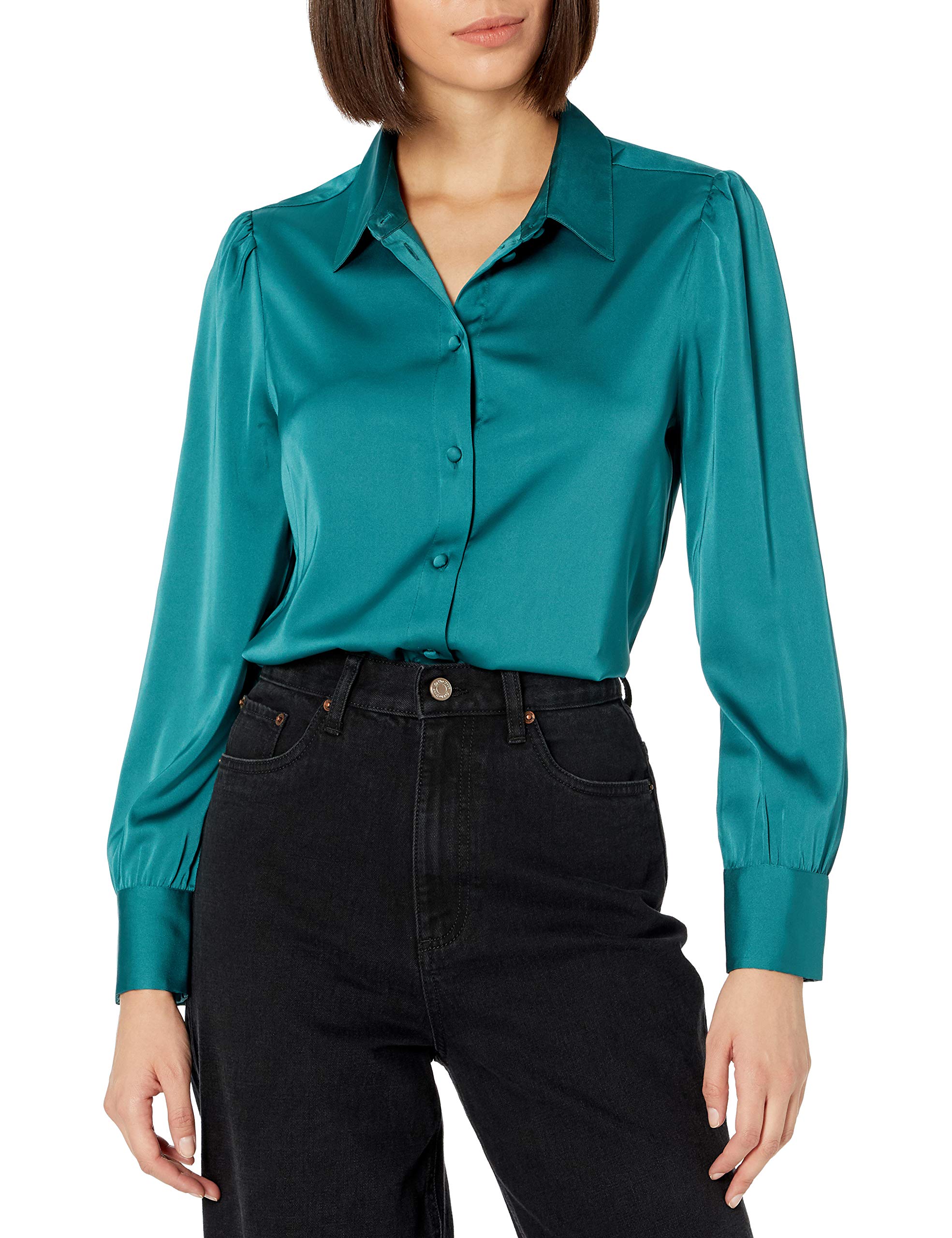 The Drop Women's @Lucyswhims Long-Sleeve Button-Down Stretch Satin Shirt thumbnail 1