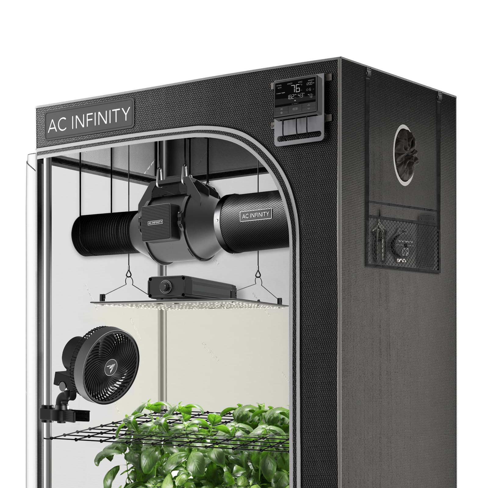 AC Infinity Advance Grow System 3x3, 3-Plant Kit, WiFi-Integrated Grow Tent Kit, Automate Ventilation, Circulation, Schedule Full Spectrum Samsung LM301H LED Grow Light, 2000D Mylar Tent: Black 24&#x201D; x 24&#x201D; x 72&#x201D;