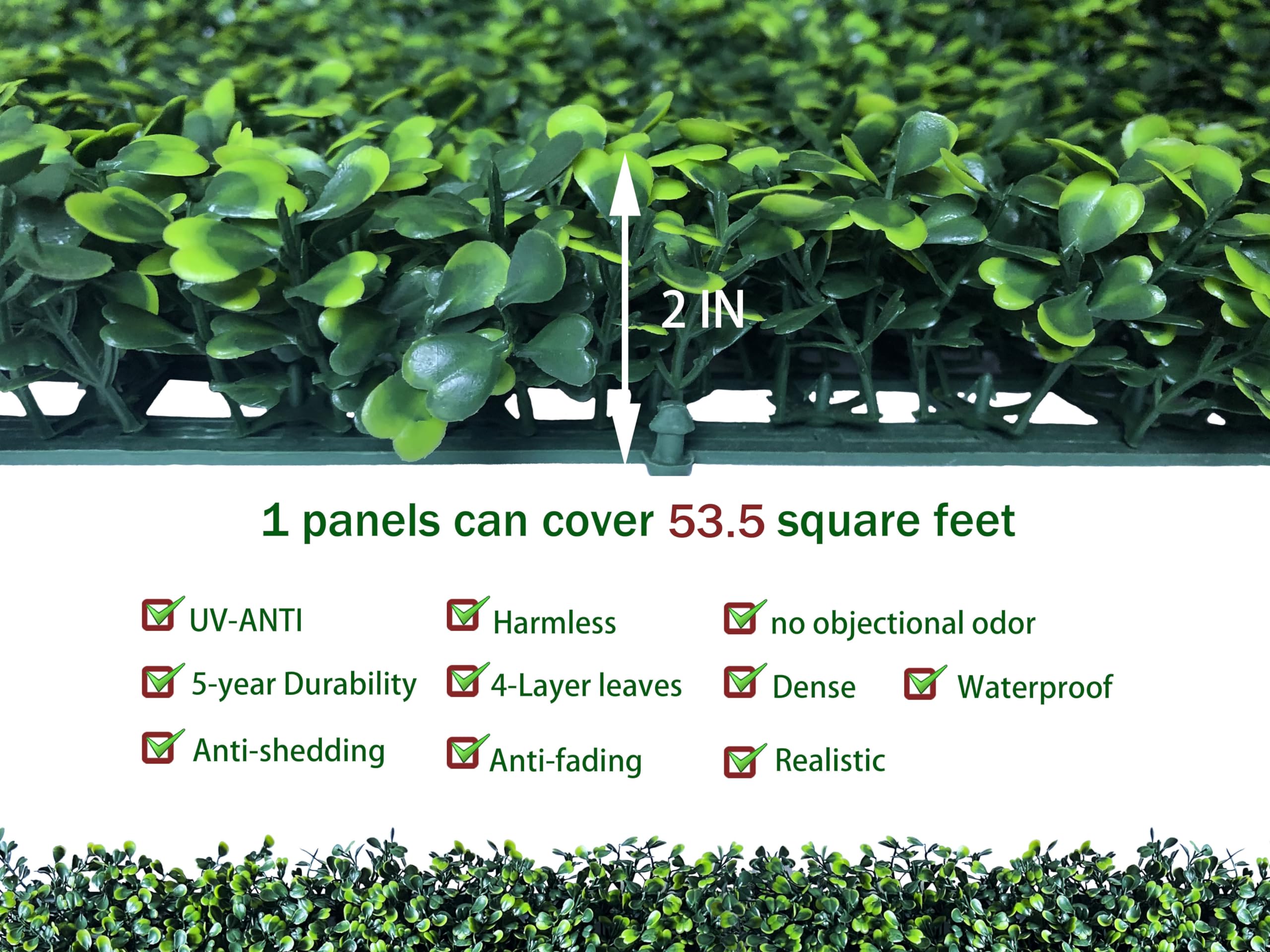 Artificial Grass Wall Backdrop Panels,16 X 12 in 12P(16 sqft) UV-Anti Greenery Boxwood Panels for Indoor Outdoor Green Wall Decor & Ivy Fence Covering Privacy thumbnail 3