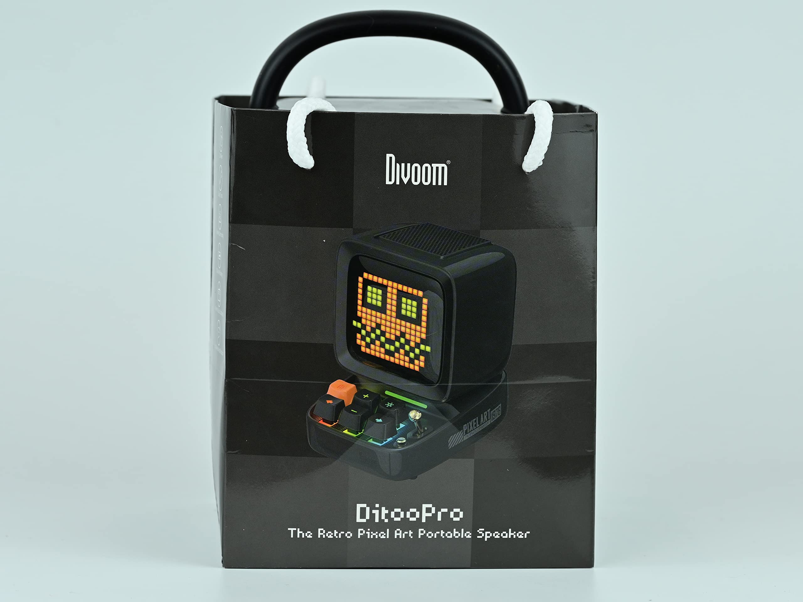 Divoom Ditoo Retro Pixel Art Game Bluetooth Speaker with 16X16 LED App Controlled Front Screen (): Black