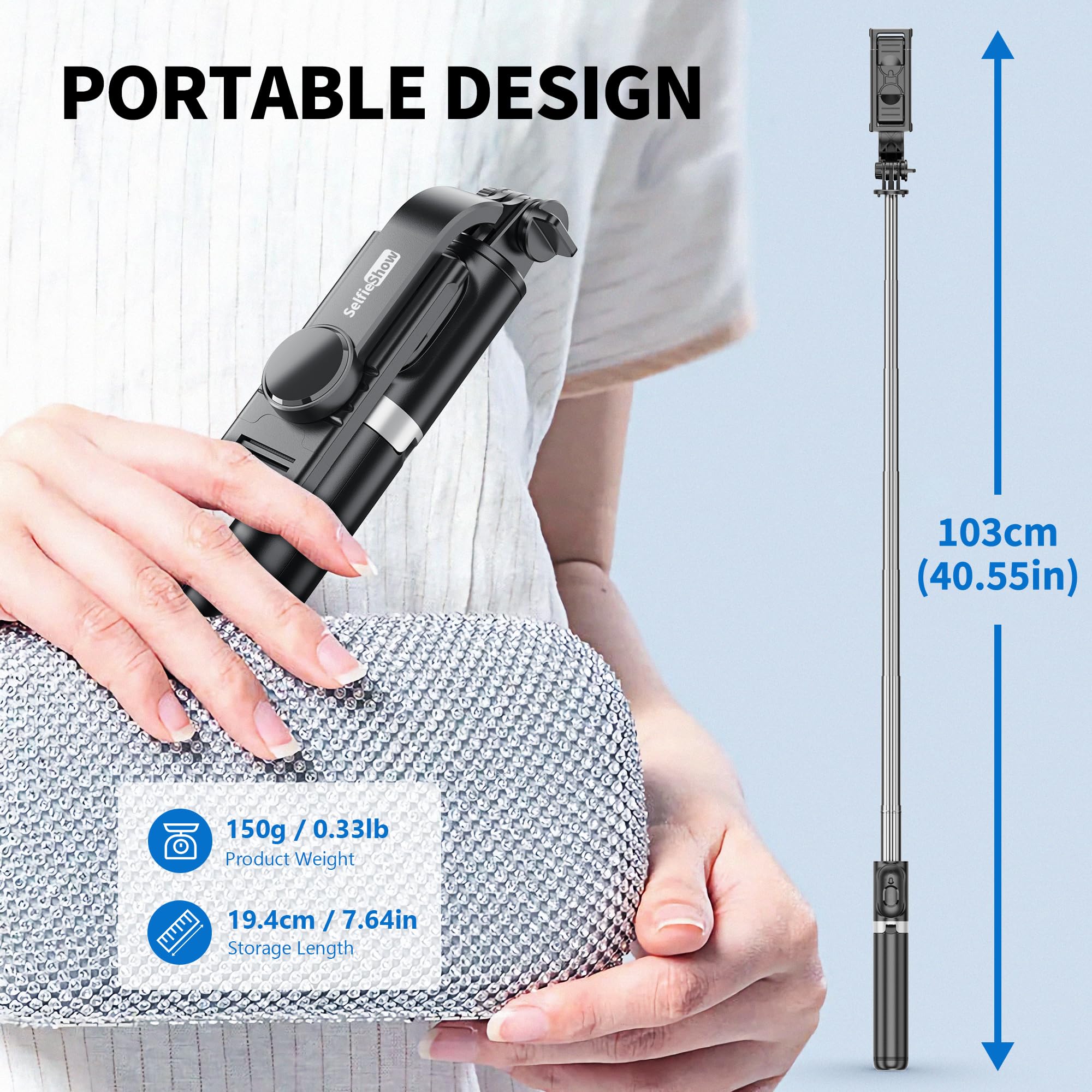 Selfie Stick Tripod, All in One Extendable & Portable iPhone Tripod Selfie Stick with Wireless Remote Compatible with iPhone 16 15 14 13 12 11 pro Xs Max 8 7, Galaxy Note10/S20/S10/OnePlus 9/9 PRO etc thumbnail 5