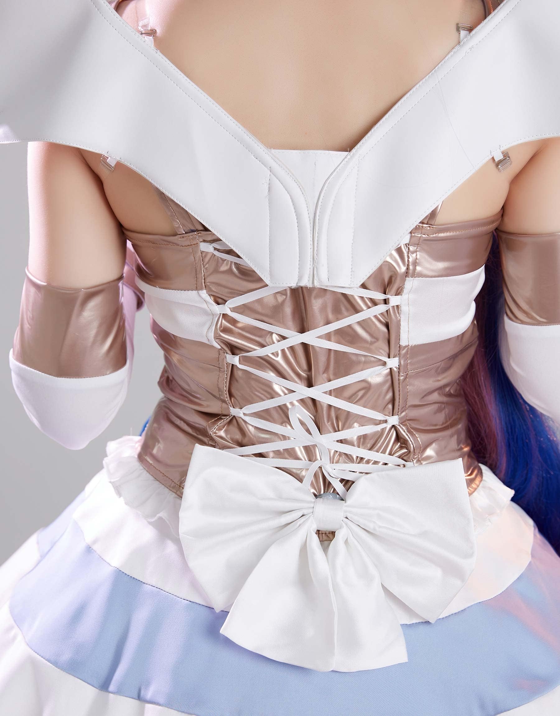 Miccostumes Womens Anime Dress Blue Heart Cosplay Costume with Wings