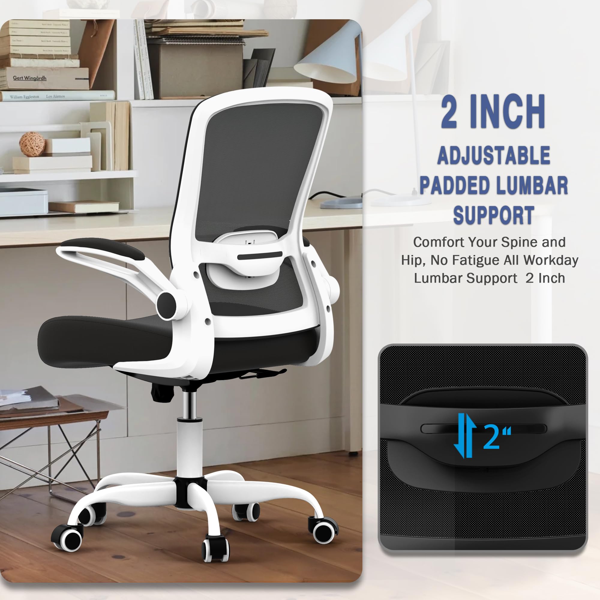 Office Chair, Ergonomic Desk Chair with Adjustable Lumbar Support, High Back Mesh Computer Chair with Flip-up Armrests-BIFMA Passed Task Chairs, Executive Chair for Home Office
