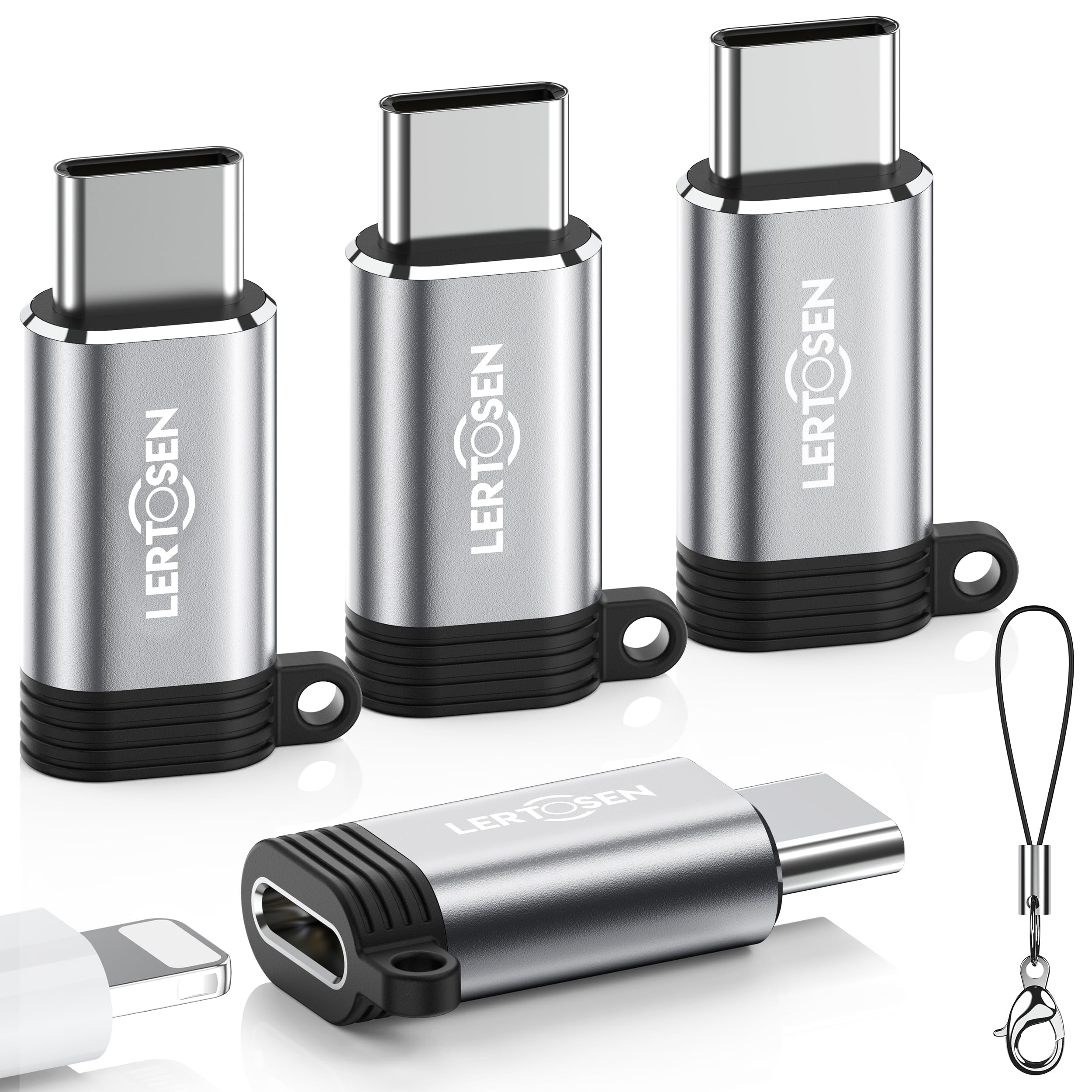 4 Pack Lightning to USB C Adapter for iPhone 15/16 Pro Max/Plus,Samsung S24,iPad Air,Fast Charging & Data Transfer,Type C Charger Connector Cable,Not for Audio/Headphone/OTG,for iPhone 16/15 Charger
