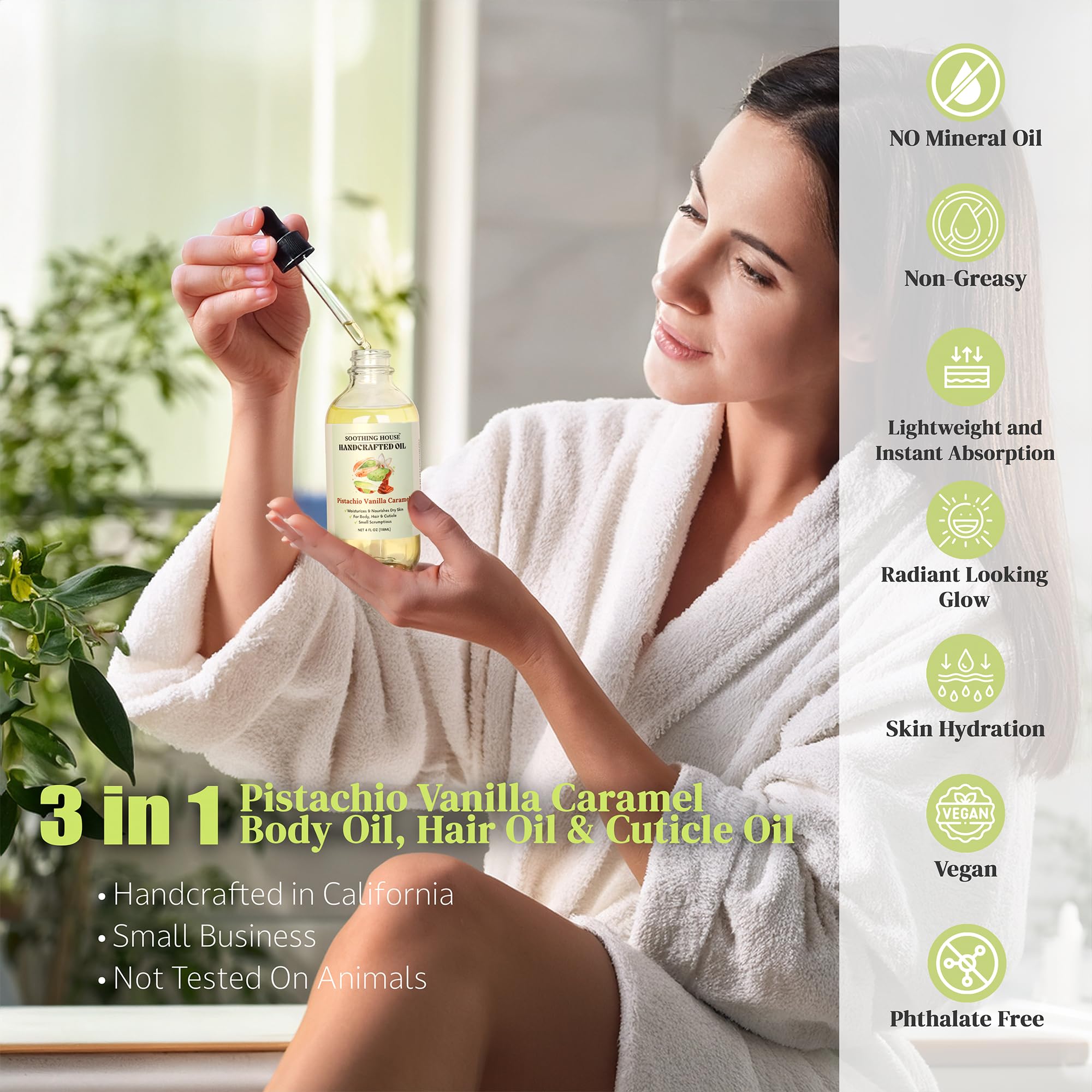 Soothing House Sweet Pineapple Body Oil - Moisturizing Body Oil for Soft, Glowing Skin with Almond & Jojoba Oil (4 fl oz): Pistachio Vanilla Caramel 4 Fl Oz (Pack of 1)
