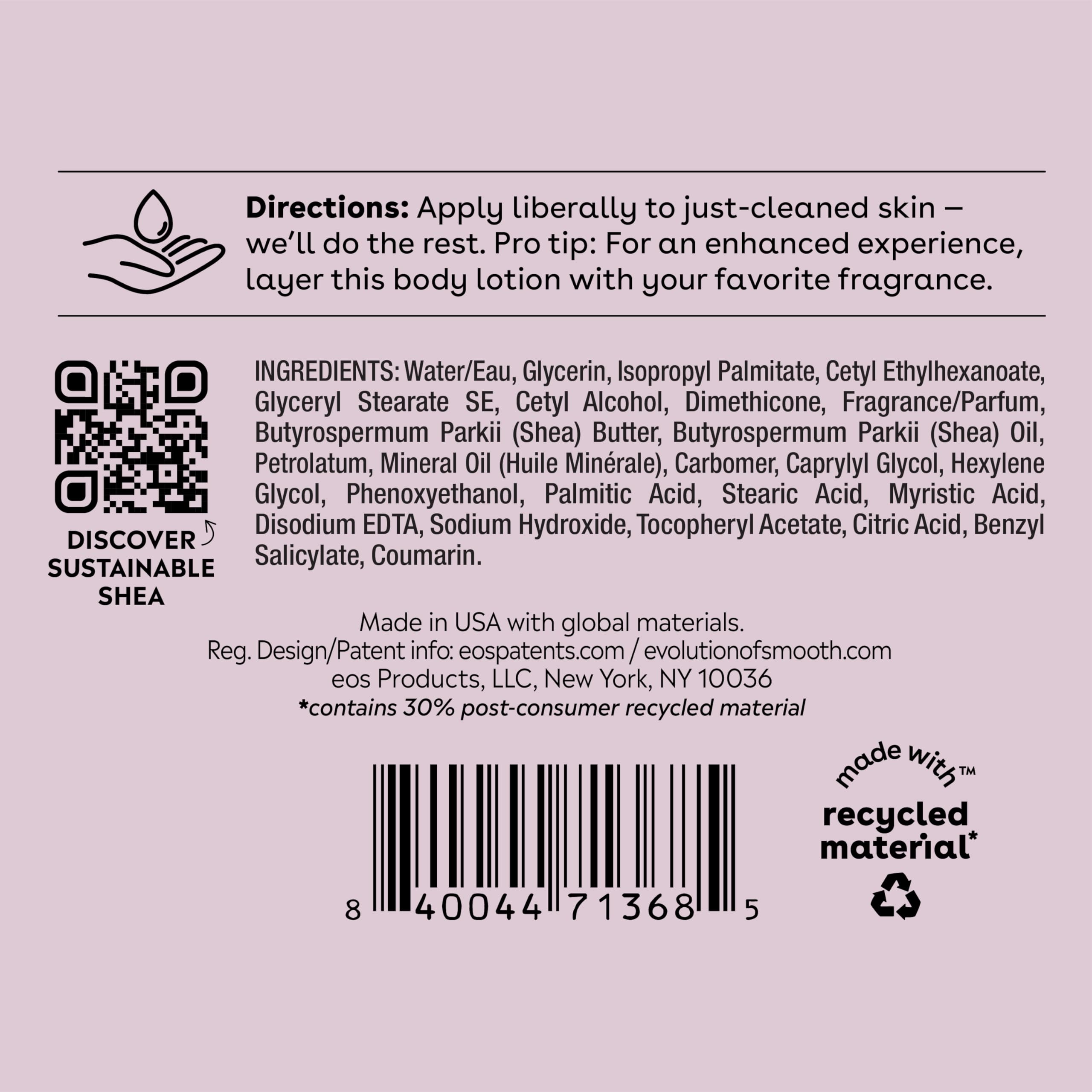 eos Shea Better Body Lotion- Pomegranate Raspberry, 24-Hour Moisture Skin Care, Lightweight & Non-Greasy, Made with Natural Shea, Vegan, 16 fl oz: Coconut Waters 16 Fl Oz (Pack of 1)