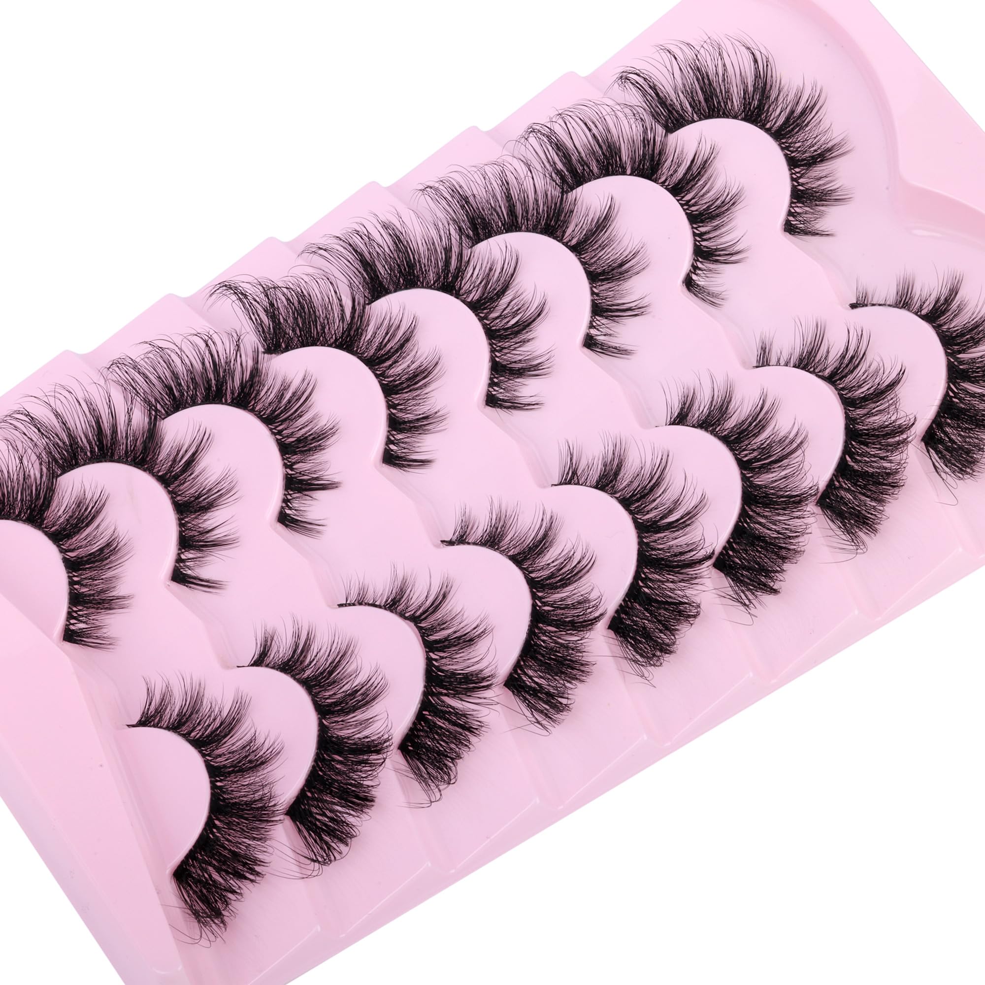 False Eyelashes Fluffy Faux Mink Lashes Wispy Fairy Cat Eye Lashes Spiky Strip Lashes Extension Natural Volume Fake Lashes Pack by GVEFETIEE 8 Pairs Black: False Eyelashes-009