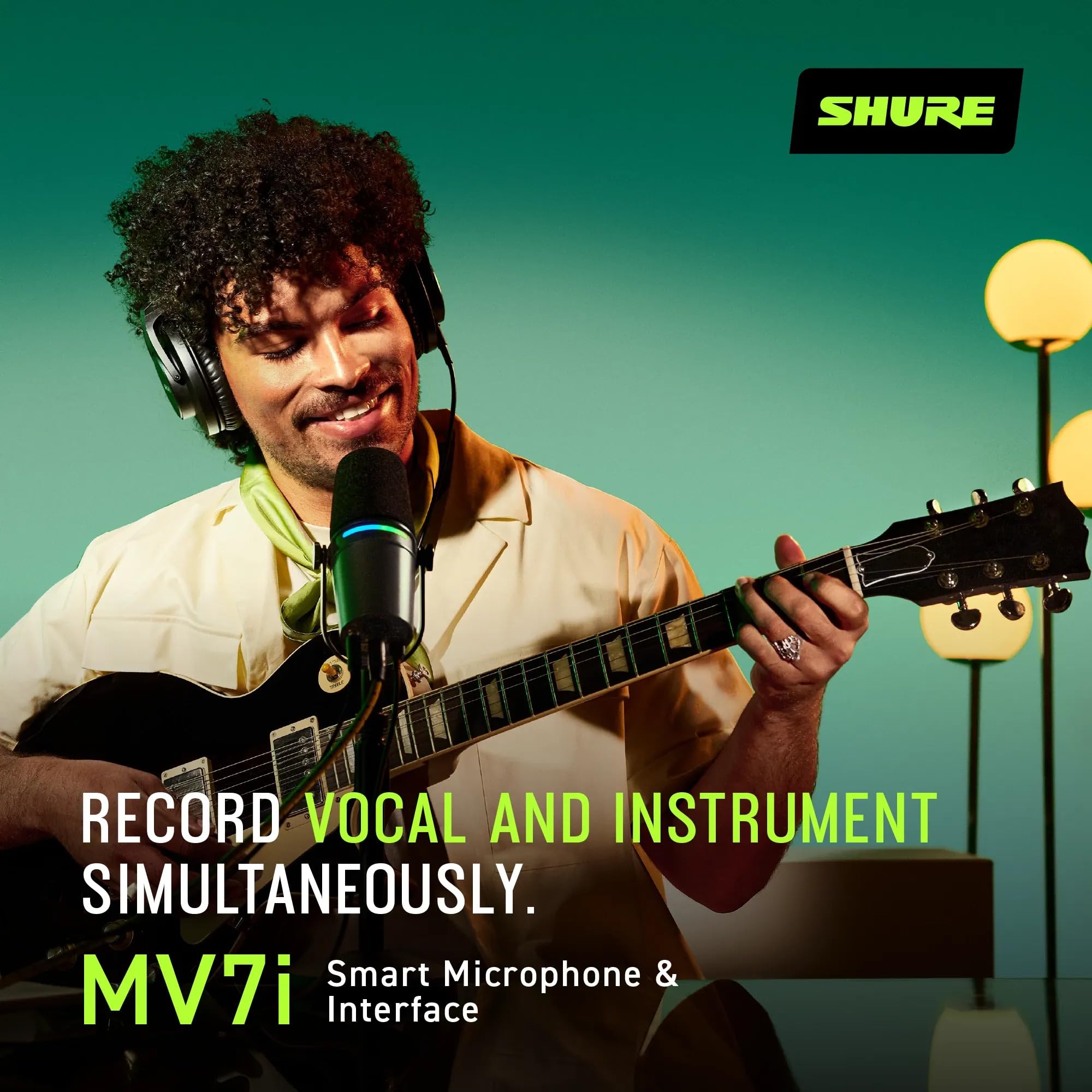 Shure MV7+ Podcast Dynamic Microphone. OBS Certified, Enhanced Audio, LED Touch Panel, USB-C & XLR Outputs, Auto Level Mode, Digital Pop Filter, Reverb Effects, Podcasting, Streaming, Recording -White: Interface