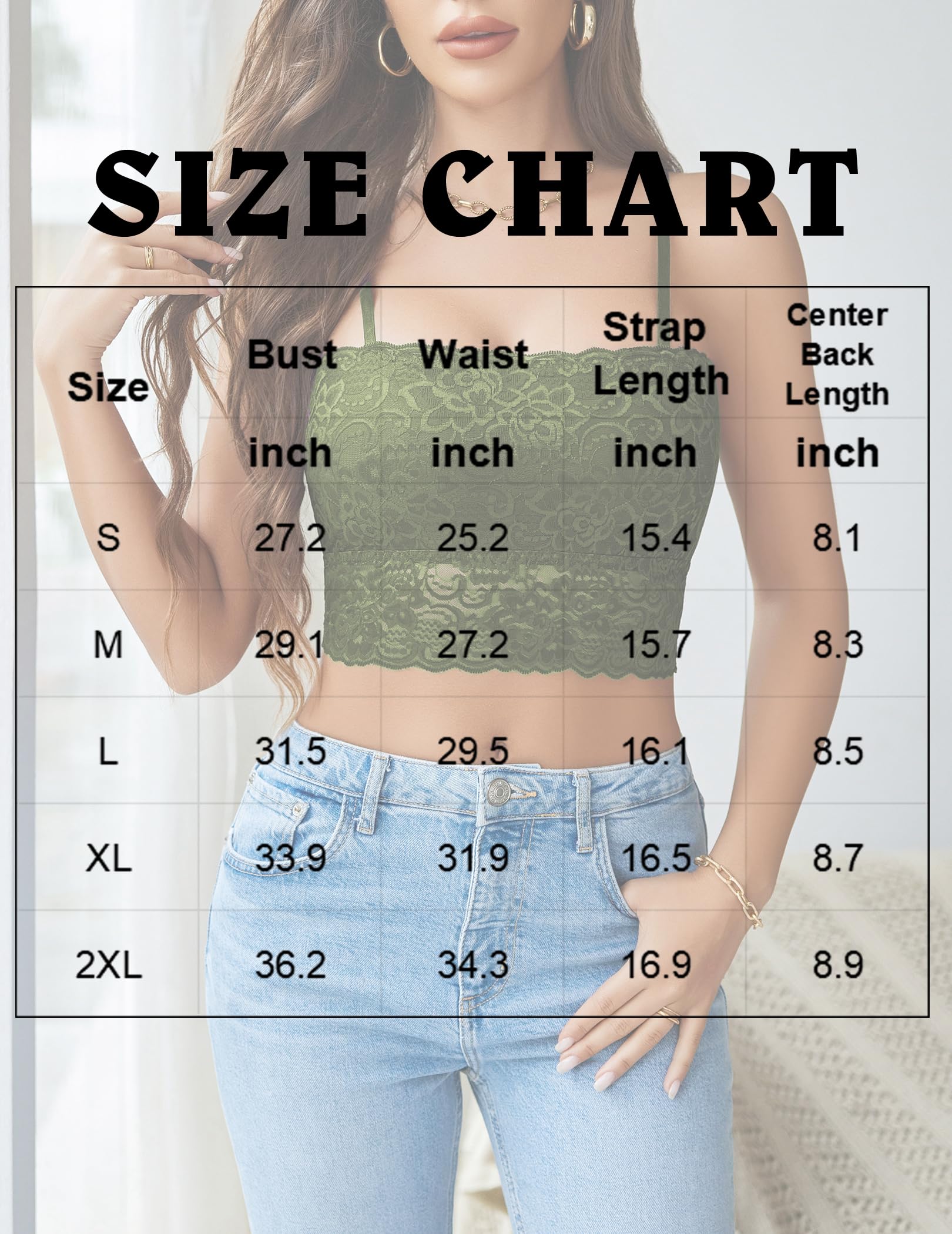 Avidlove Bralettes for Women Lace Spaghetti Strap Tank Top Tube Slim Basic Camisole: Small Army Green