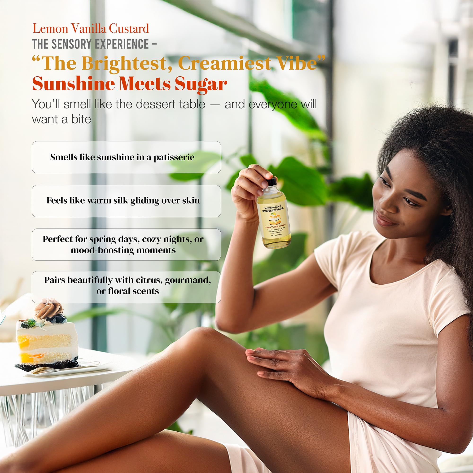 Soothing House Sweet Pineapple Body Oil - Moisturizing Body Oil for Soft, Glowing Skin with Almond & Jojoba Oil (4 fl oz): Lemon Vanilla Custard 4 Fl Oz (Pack of 1)