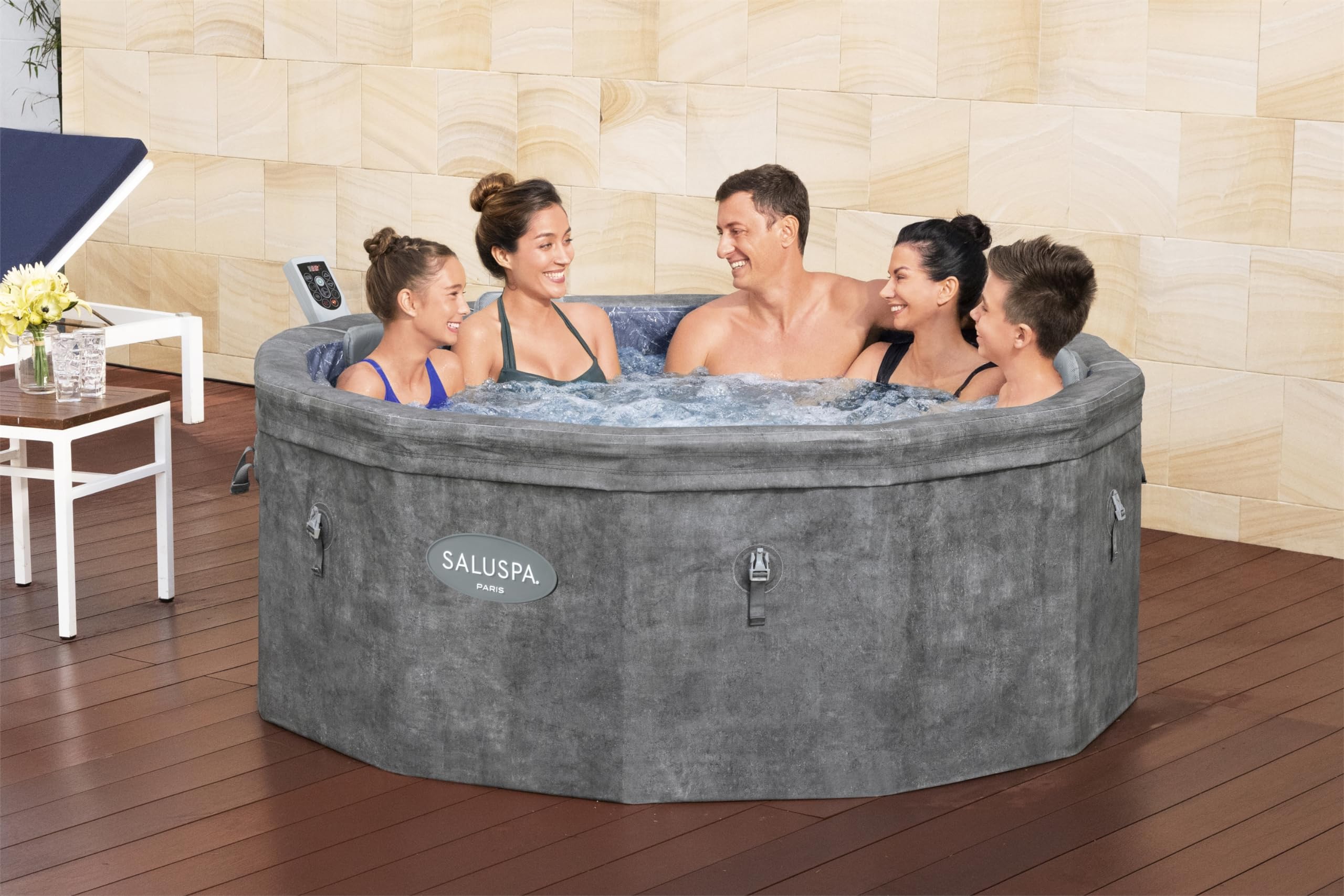 Bestway SaluSpa Paris ThermaCore UltraFit Smart AirJet Rigid Foam Hot Tub Spa (67" x 25.5") | Fits Up to 4-6 Persons | Grey Marble: Bestway SaluSpa Paris ThermaCore UltraFit Smart AirJet Rigid Foam Hot Tub Spa (67" x 25.5") | Fits Up to 4-6 Persons | Grey Marble
