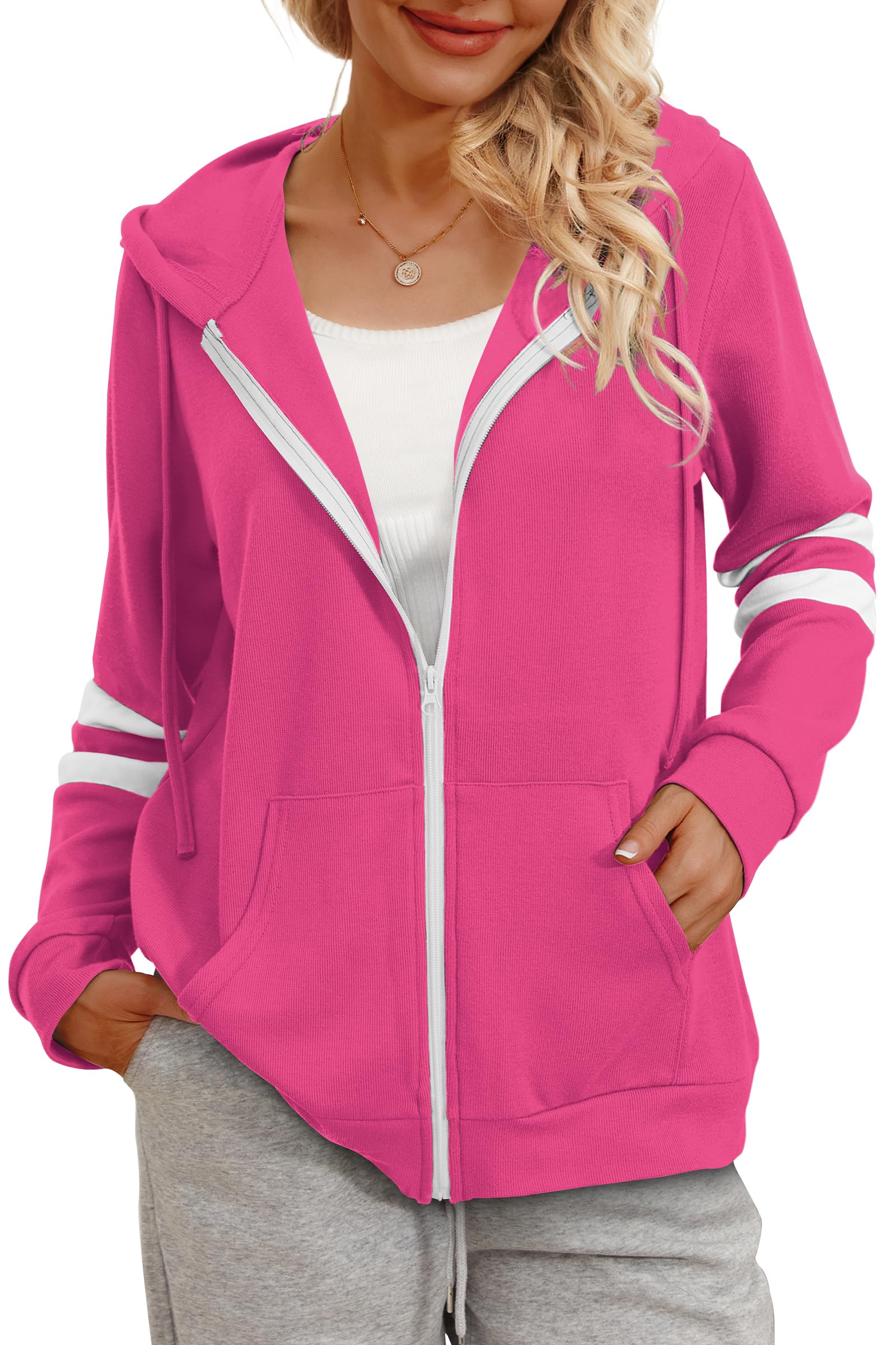 Bofell Womens Active Long Sleeve Zip Up Hoodies with Pocket Hooded Sweatshirts Jackets thumbnail 2